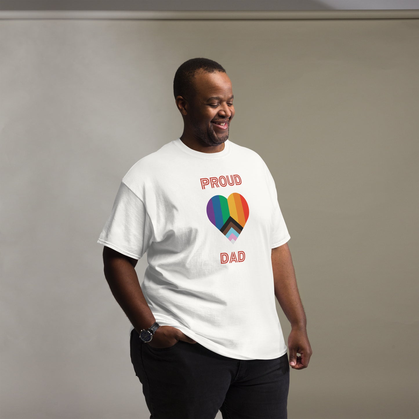 Proud Dad Pride Flag Heart Unisex Classic Tee