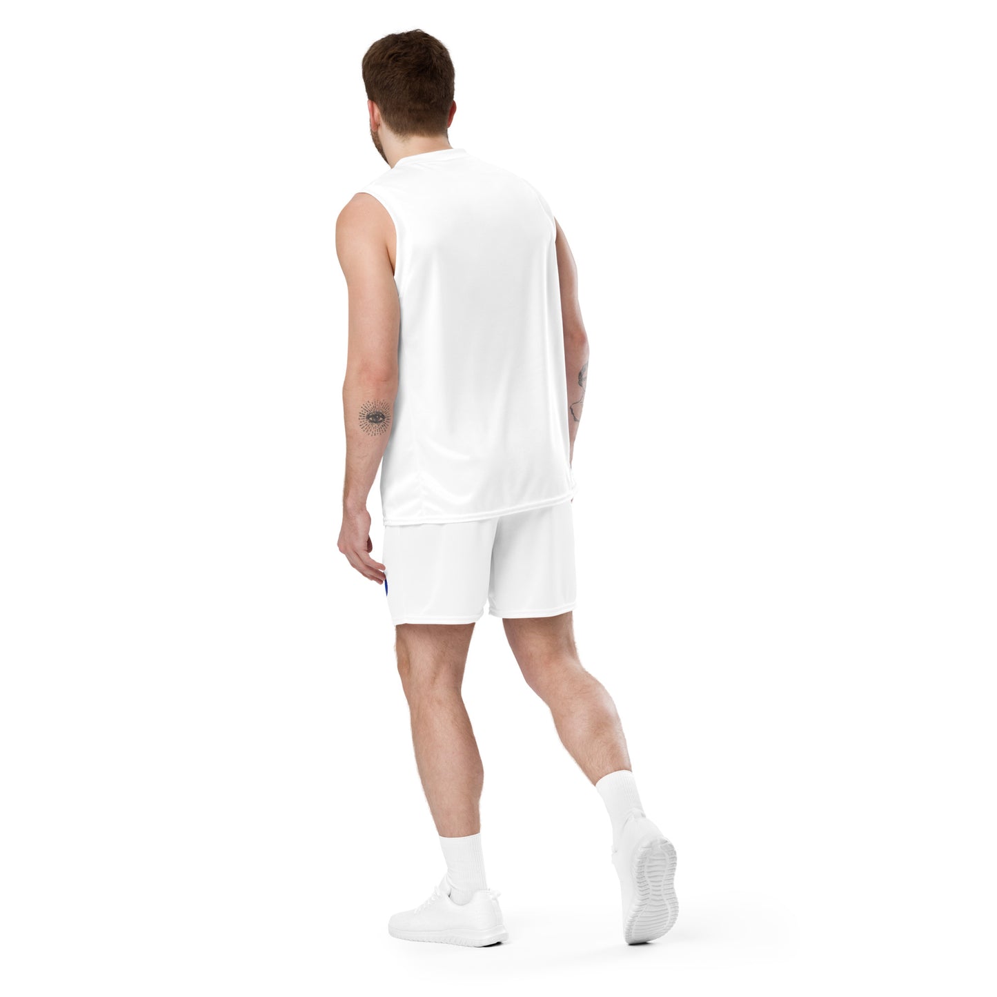 + Brand Unisex Mesh Shorts - White