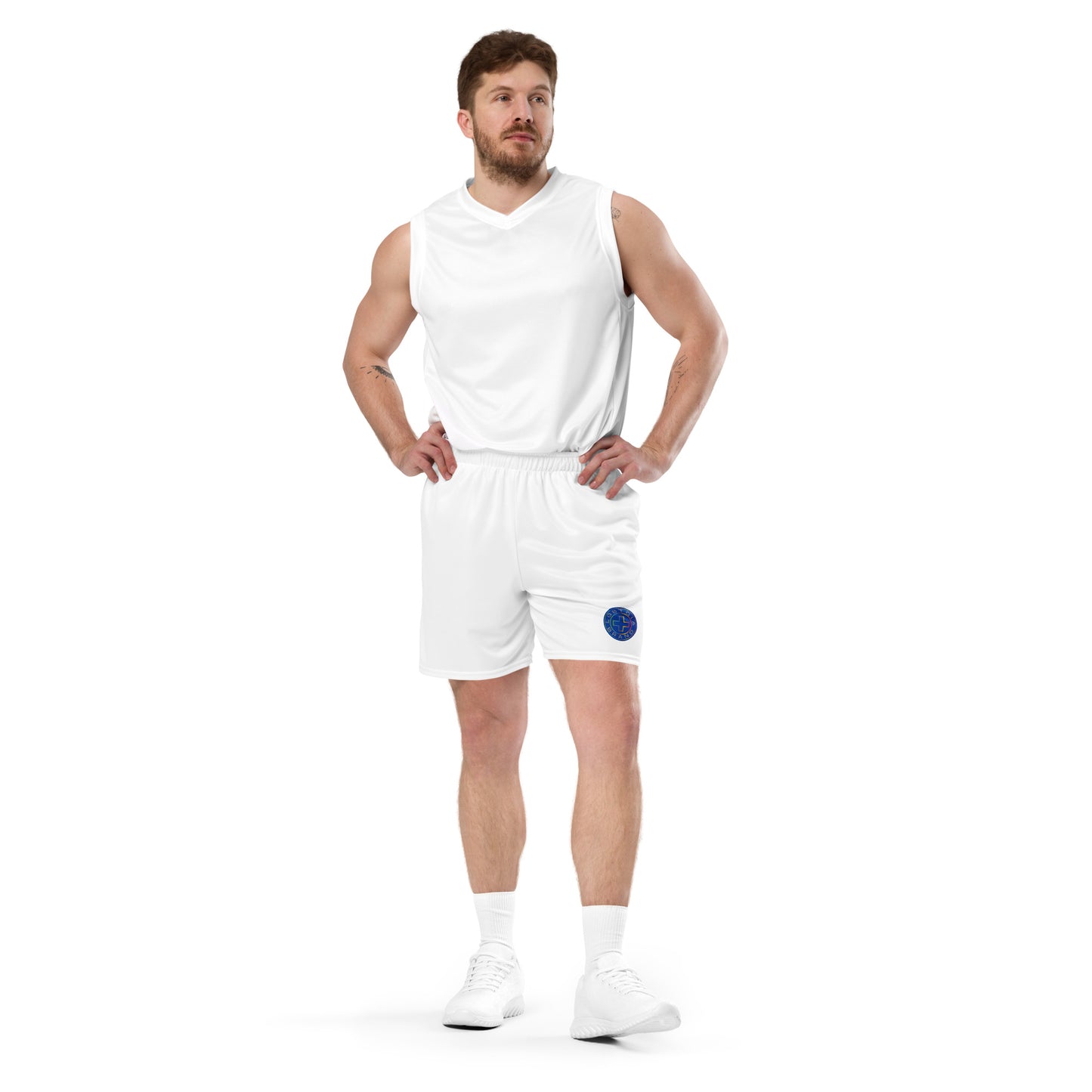 + Brand Unisex Mesh Shorts - White