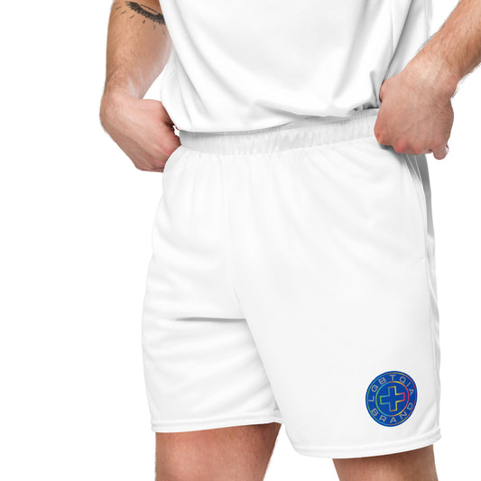 + Brand Unisex Mesh Shorts - White