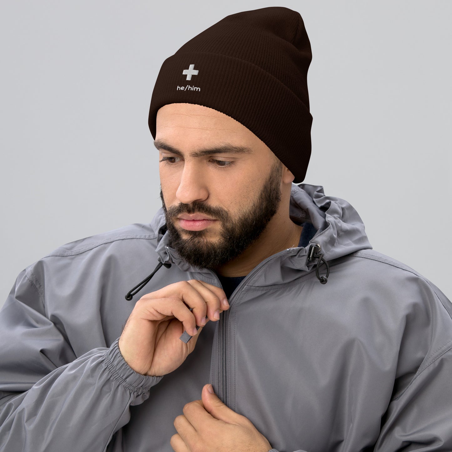 + Brand he/him Pronouns Cuffed Beanie - Various Colours