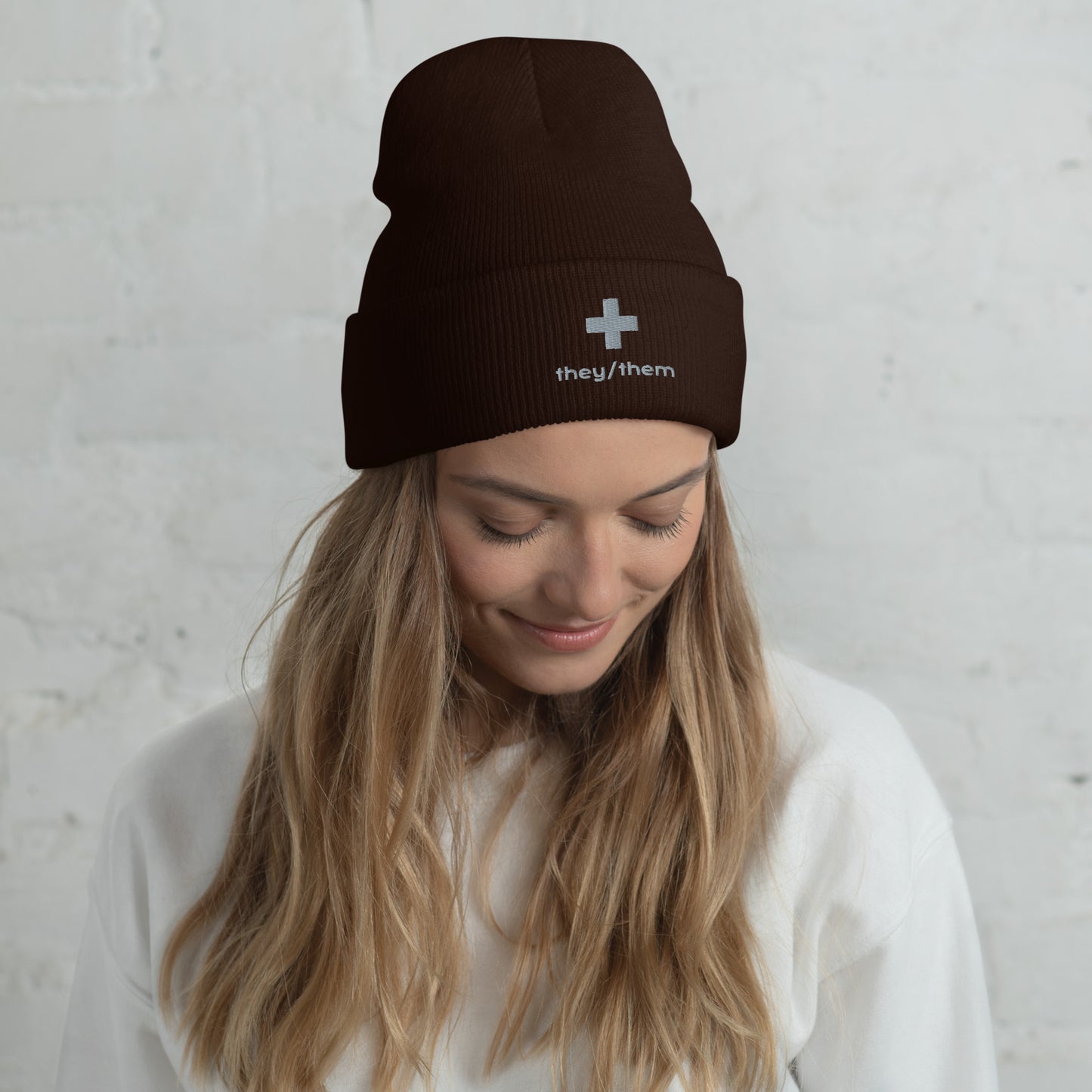 + Brand they/them Pronouns Cuffed Beanie - Various Colours