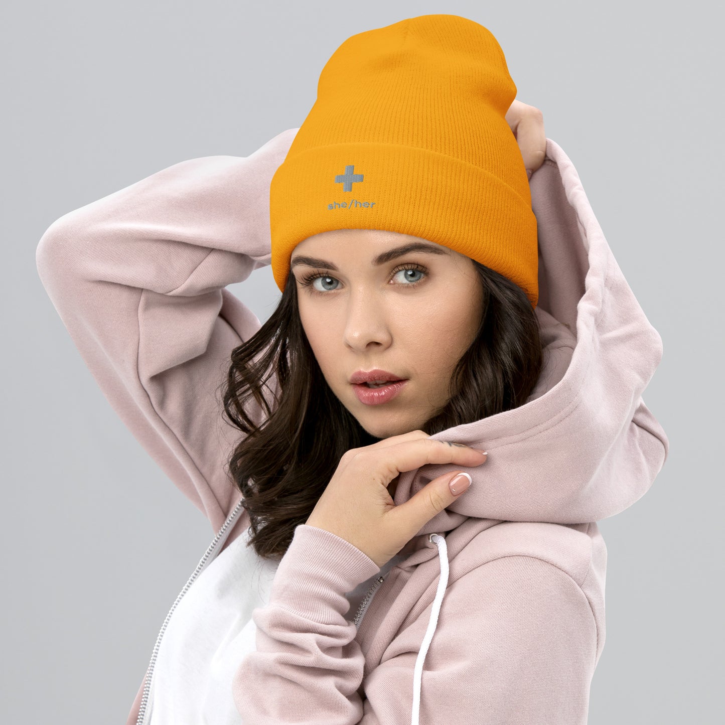 + Brand she/her Pronouns Cuffed Beanie - Various Colours