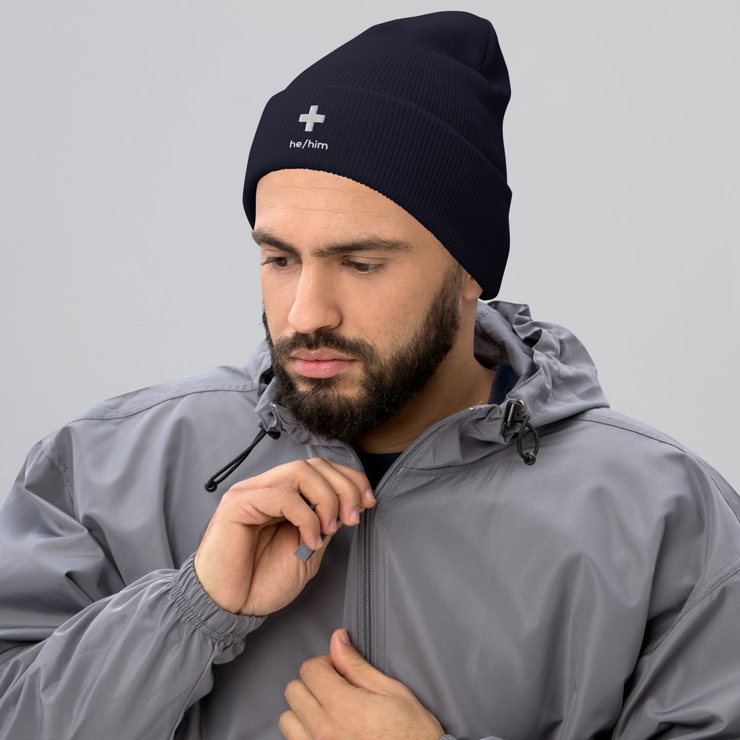 + Brand he/him Pronouns Cuffed Beanie - Various Colours