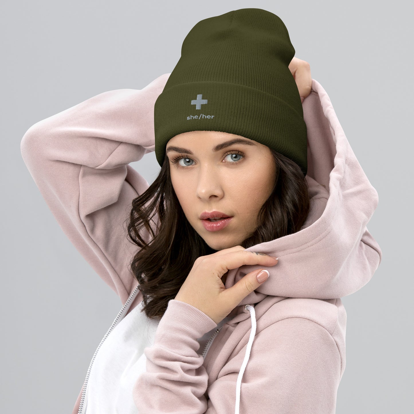 + Brand she/her Pronouns Cuffed Beanie - Various Colours