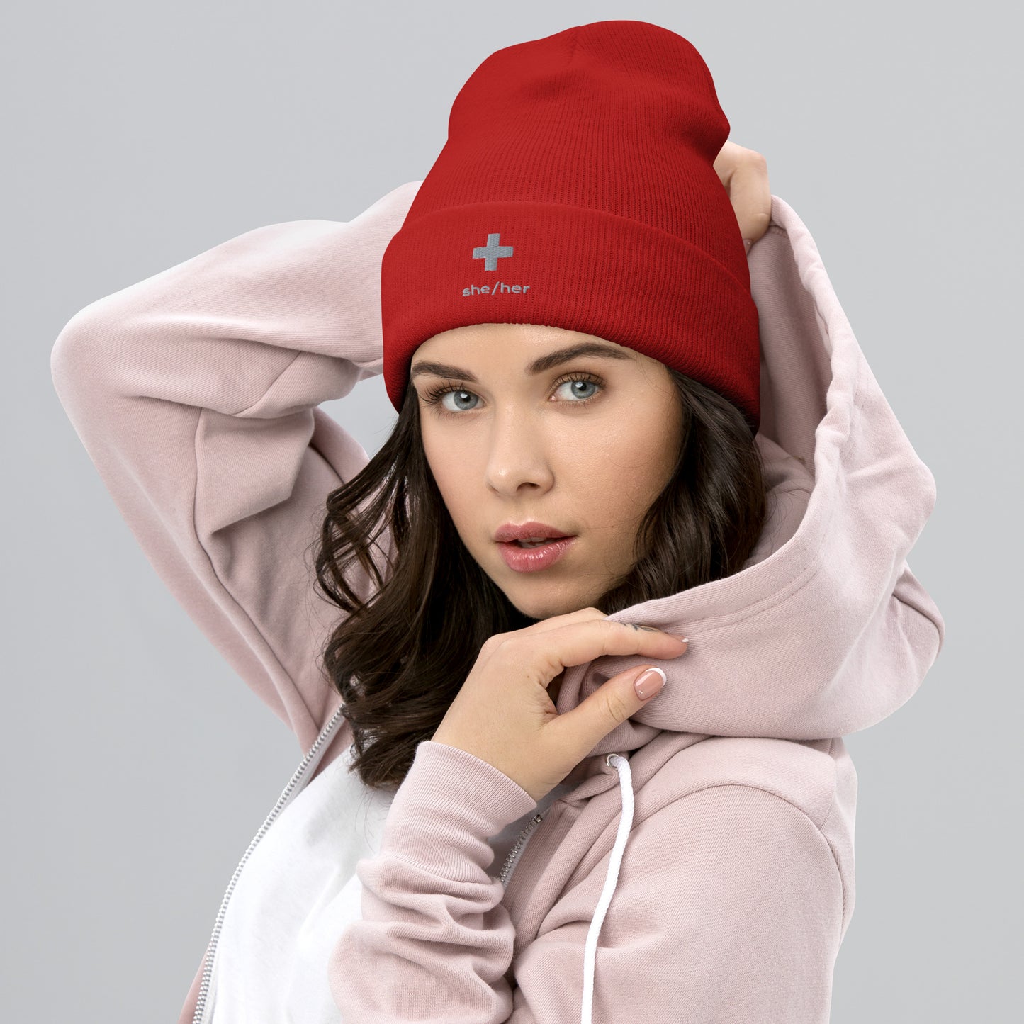 + Brand she/her Pronouns Cuffed Beanie - Various Colours