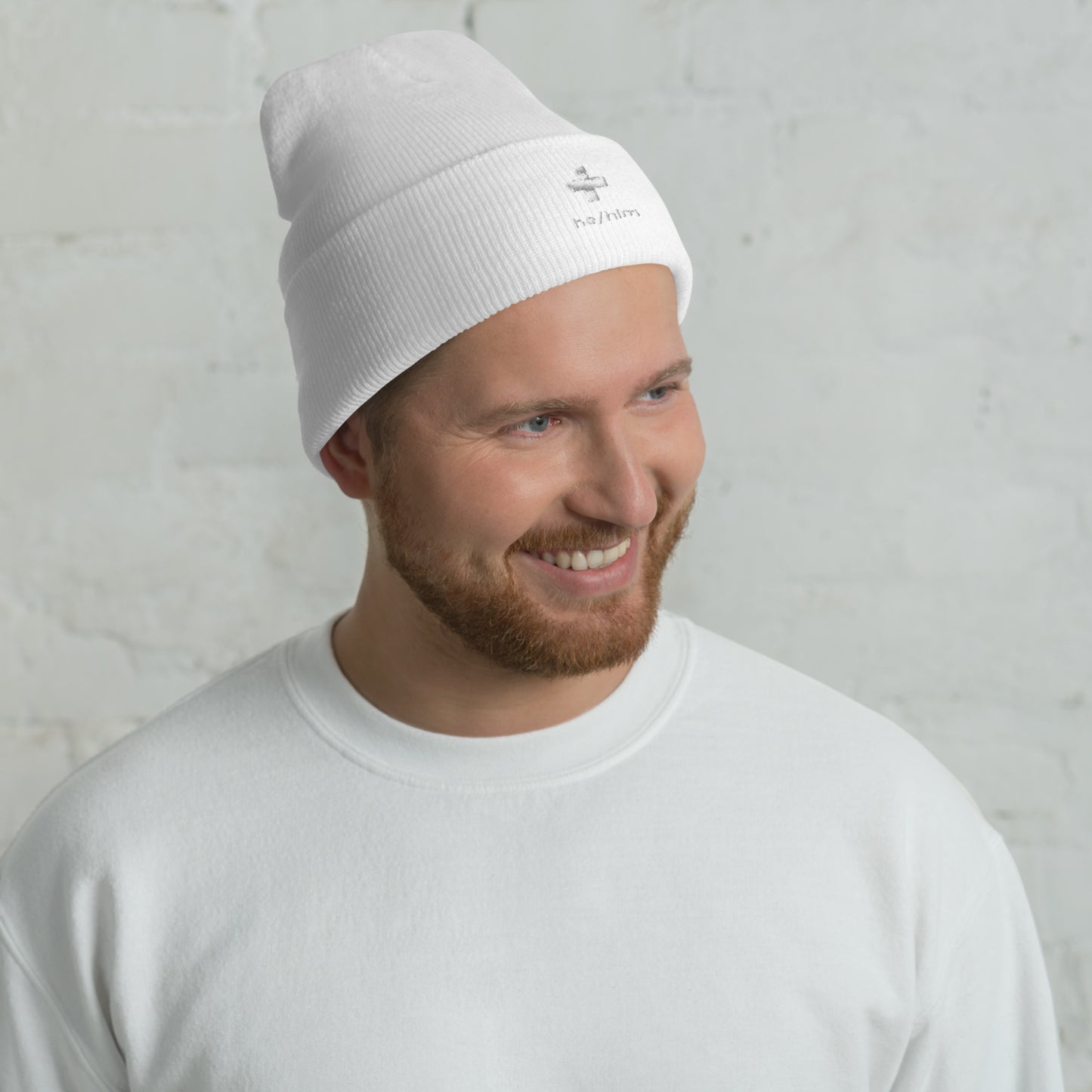 + Brand he/him Pronouns Cuffed Beanie - Various Colours