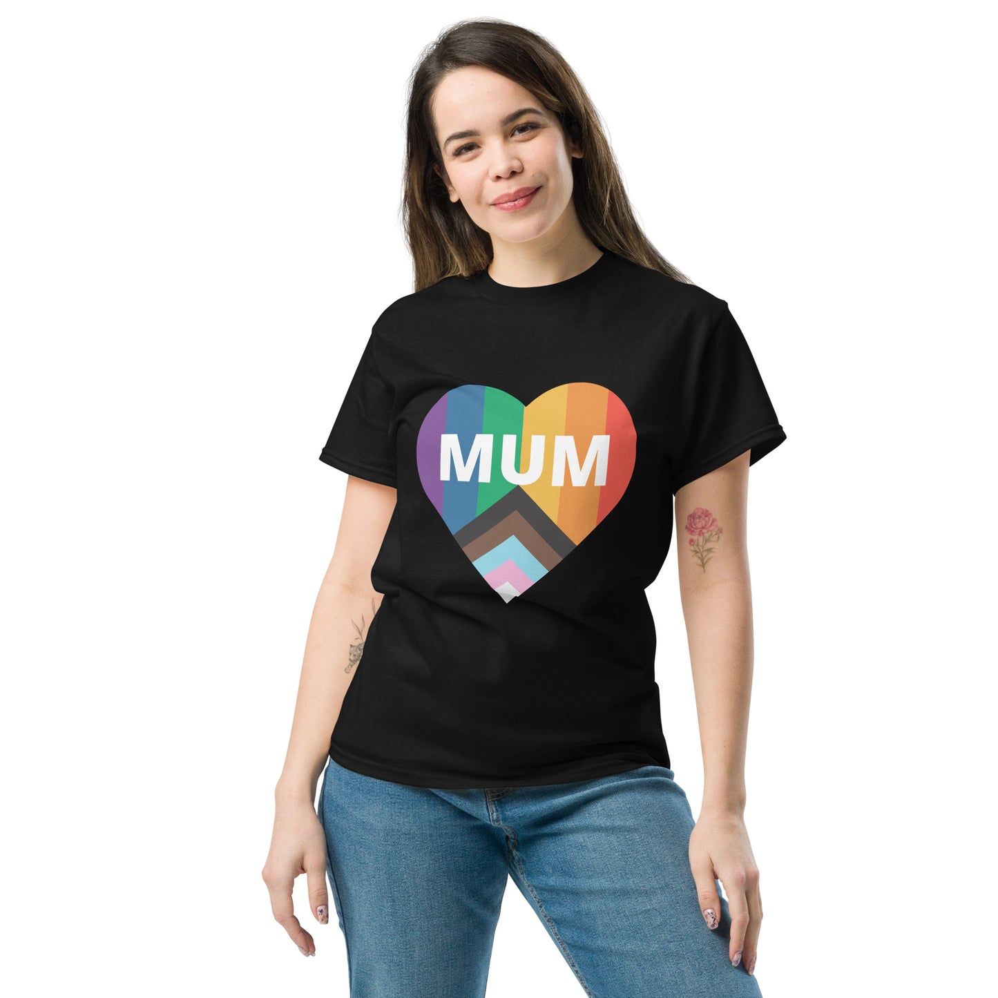 Mum Pride Flag Heart Unisex classic tee