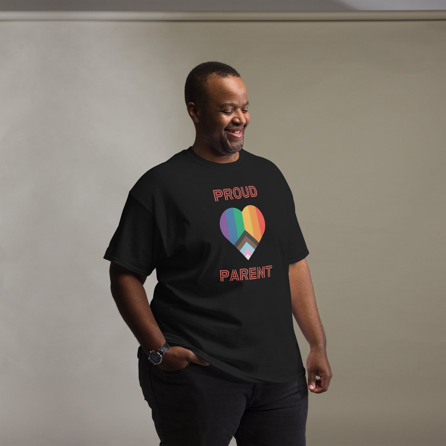 Proud Parent Pride Flag Heart Unisex Classic Tee