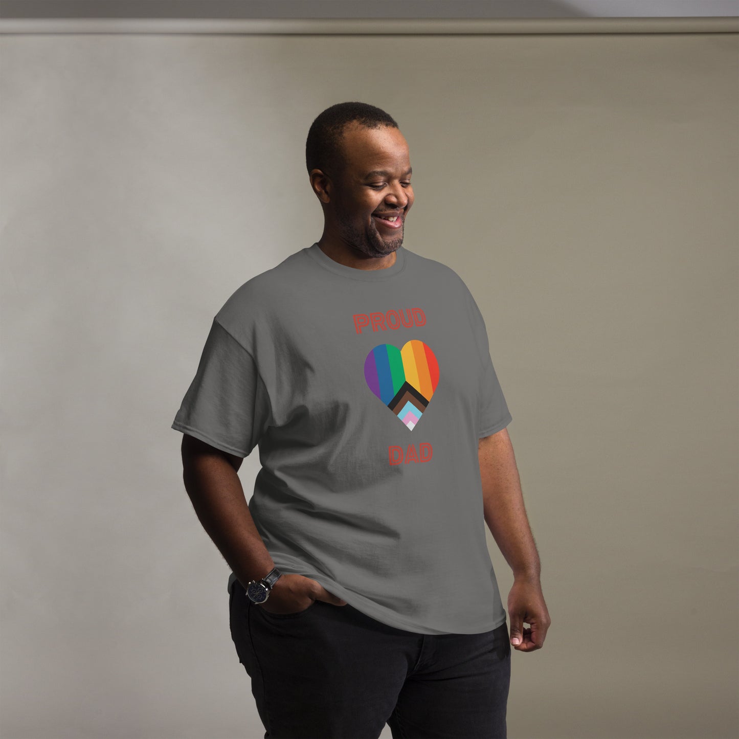 Proud Dad Pride Flag Heart Unisex Classic Tee