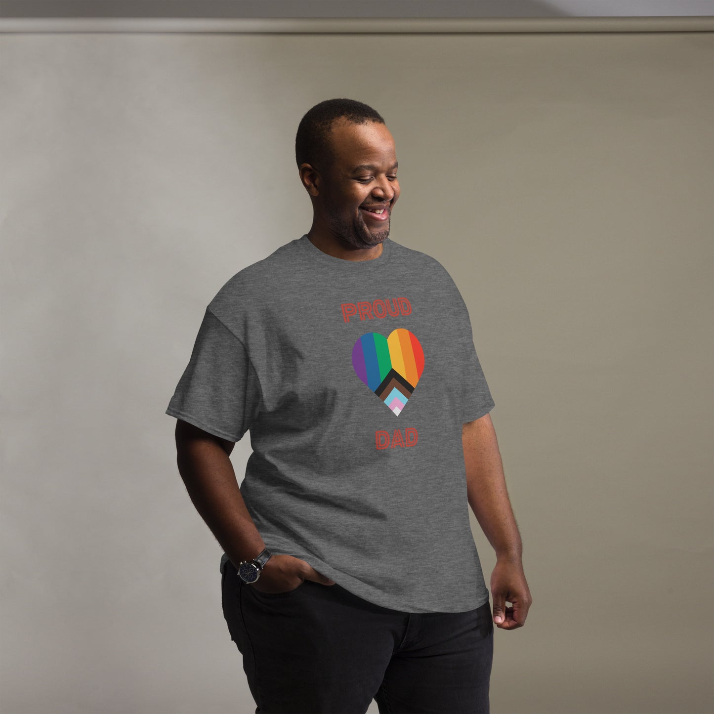 Proud Dad Pride Flag Heart Unisex Classic Tee