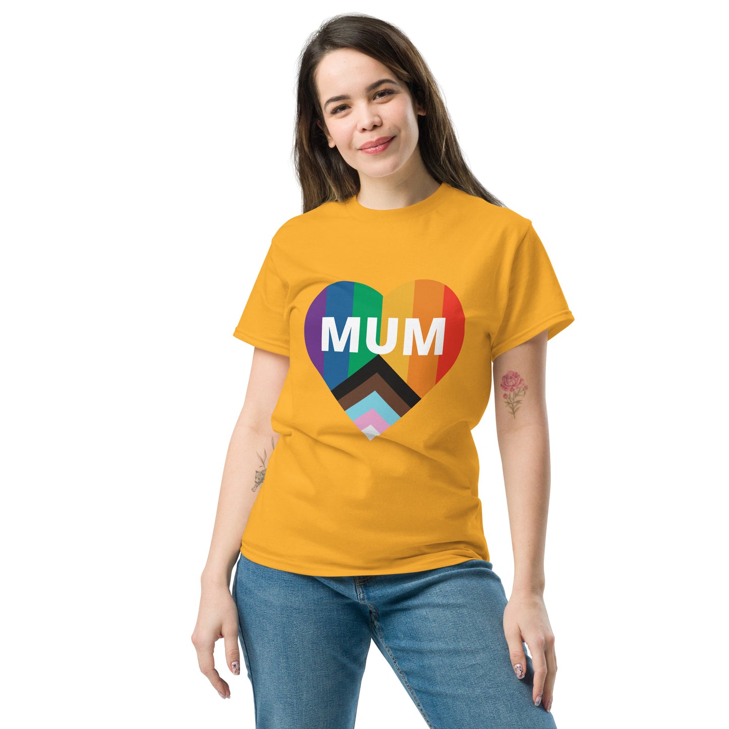 Mum Pride Flag Heart Unisex classic tee