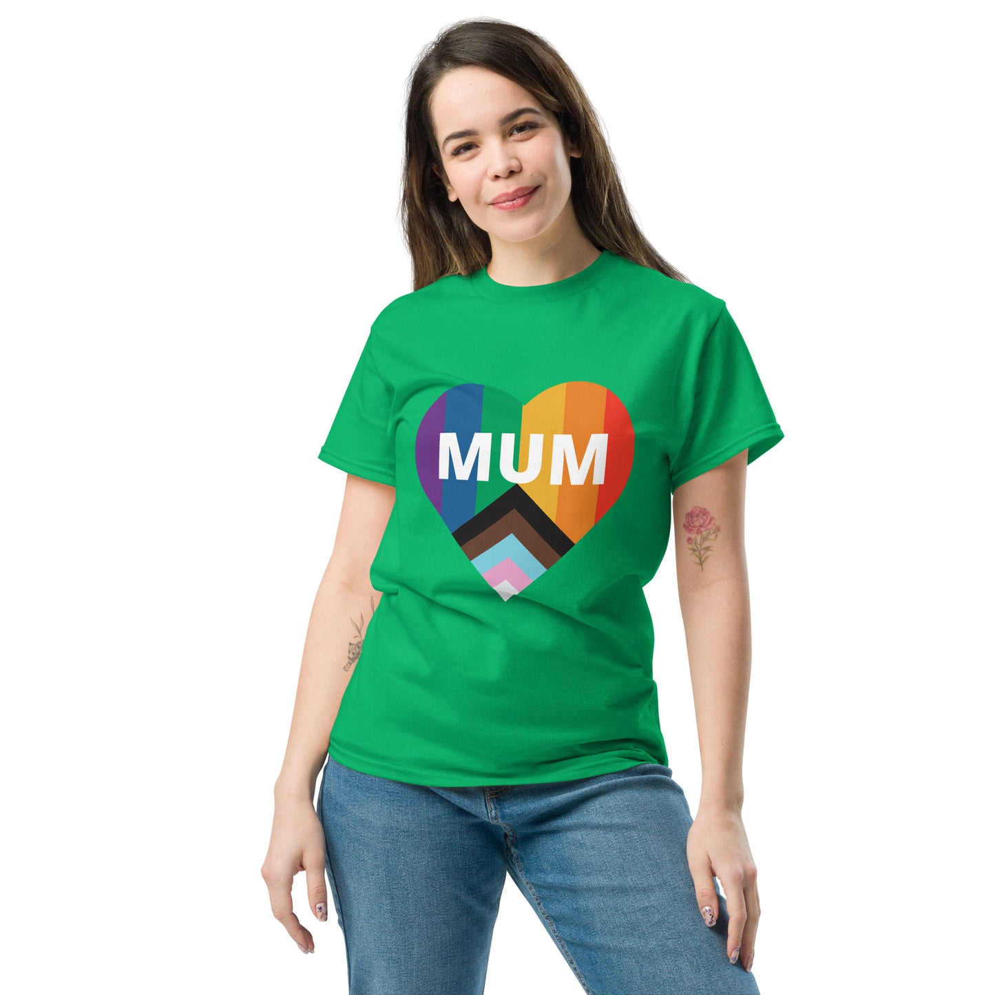 Mum Pride Flag Heart Unisex classic tee