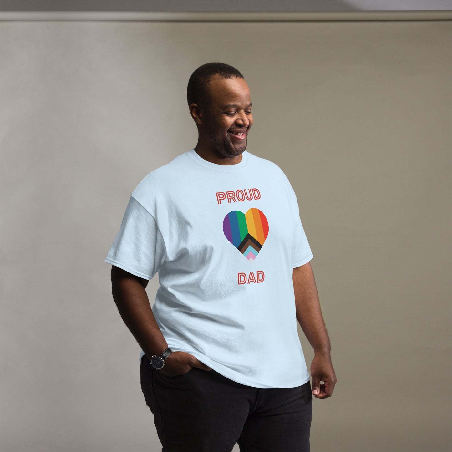 Proud Dad Pride Flag Heart Unisex Classic Tee