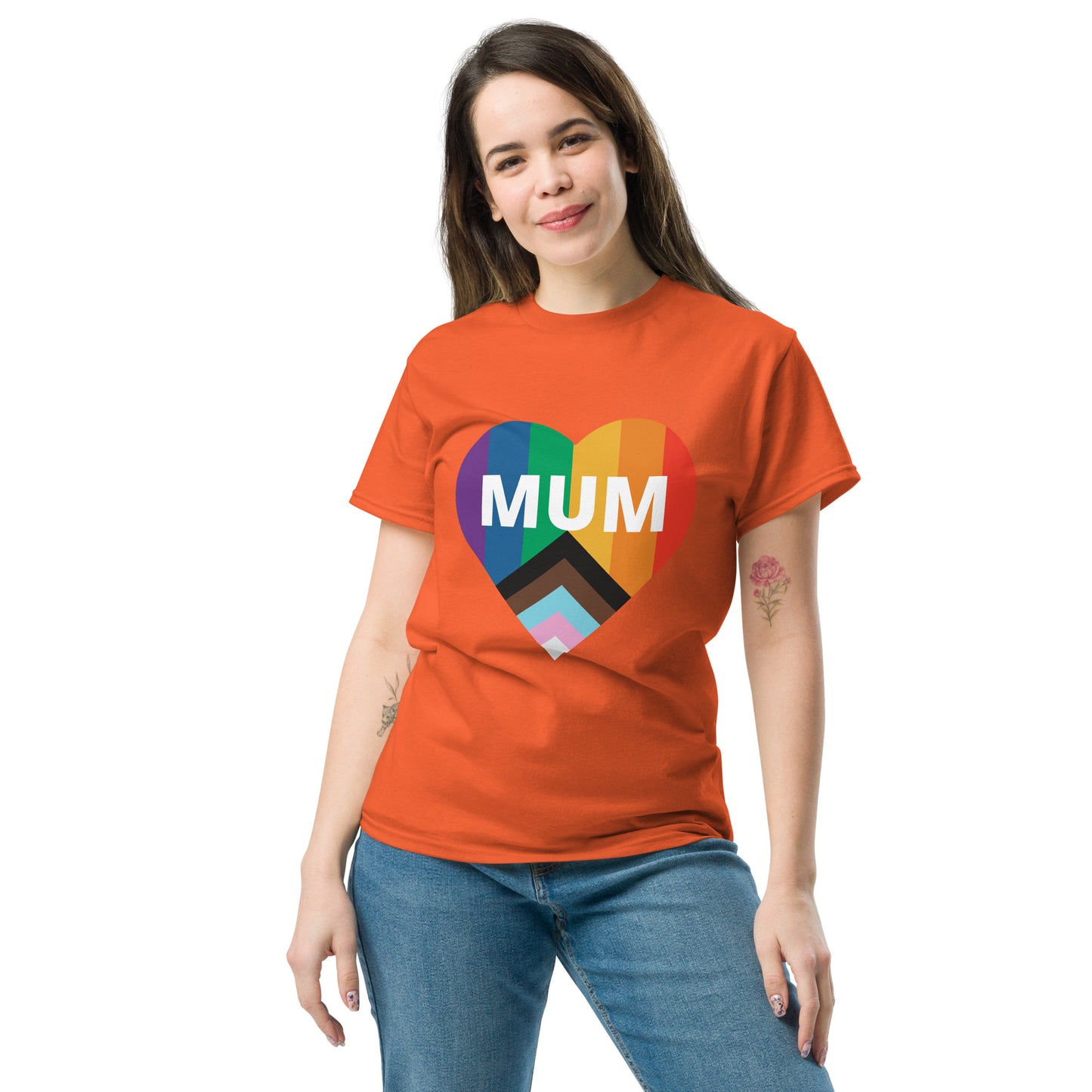 Mum Pride Flag Heart Unisex classic tee