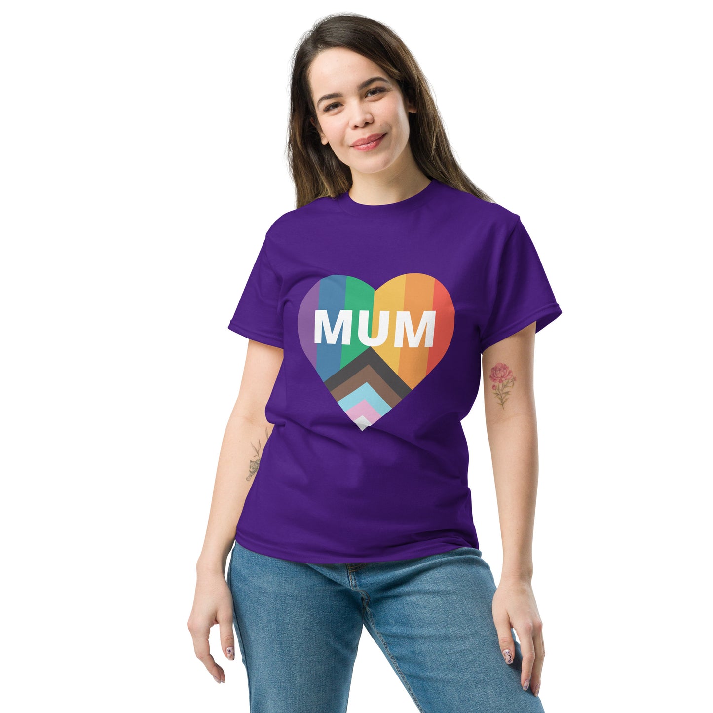 Mum Pride Flag Heart Unisex classic tee