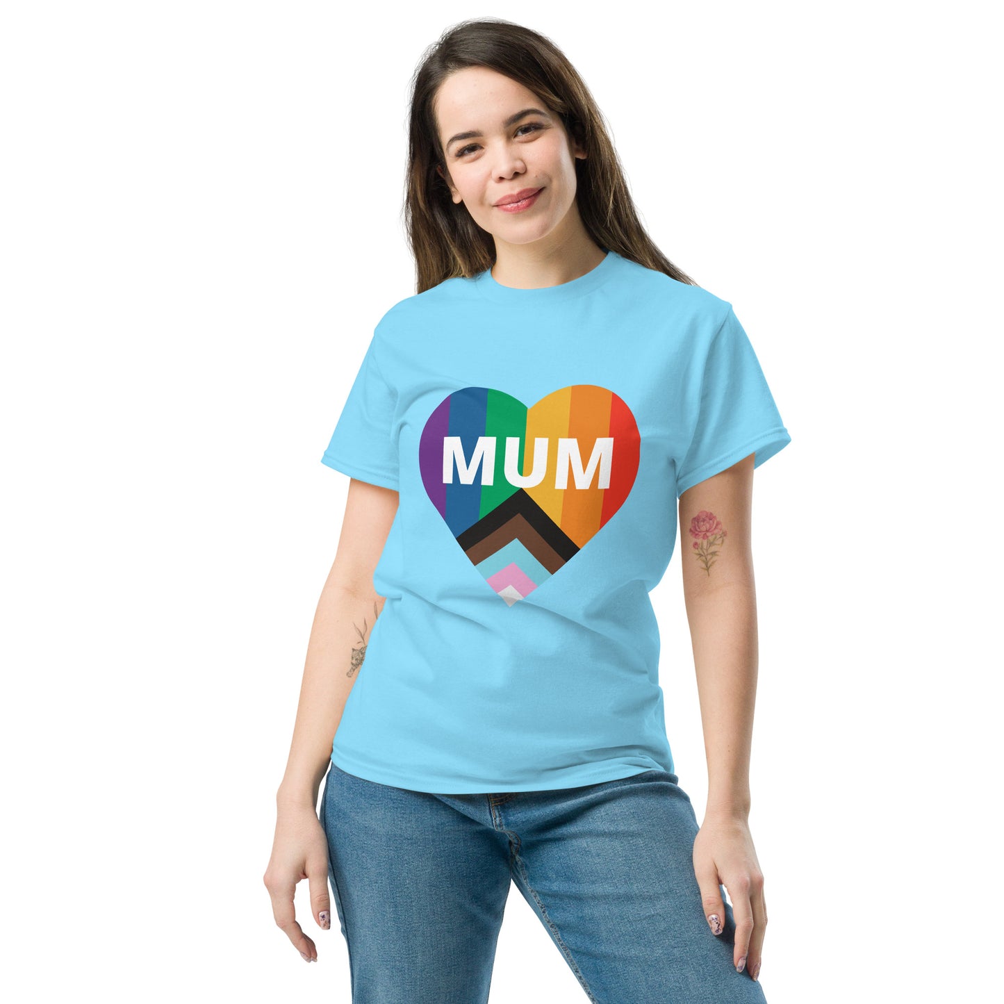 Mum Pride Flag Heart Unisex classic tee