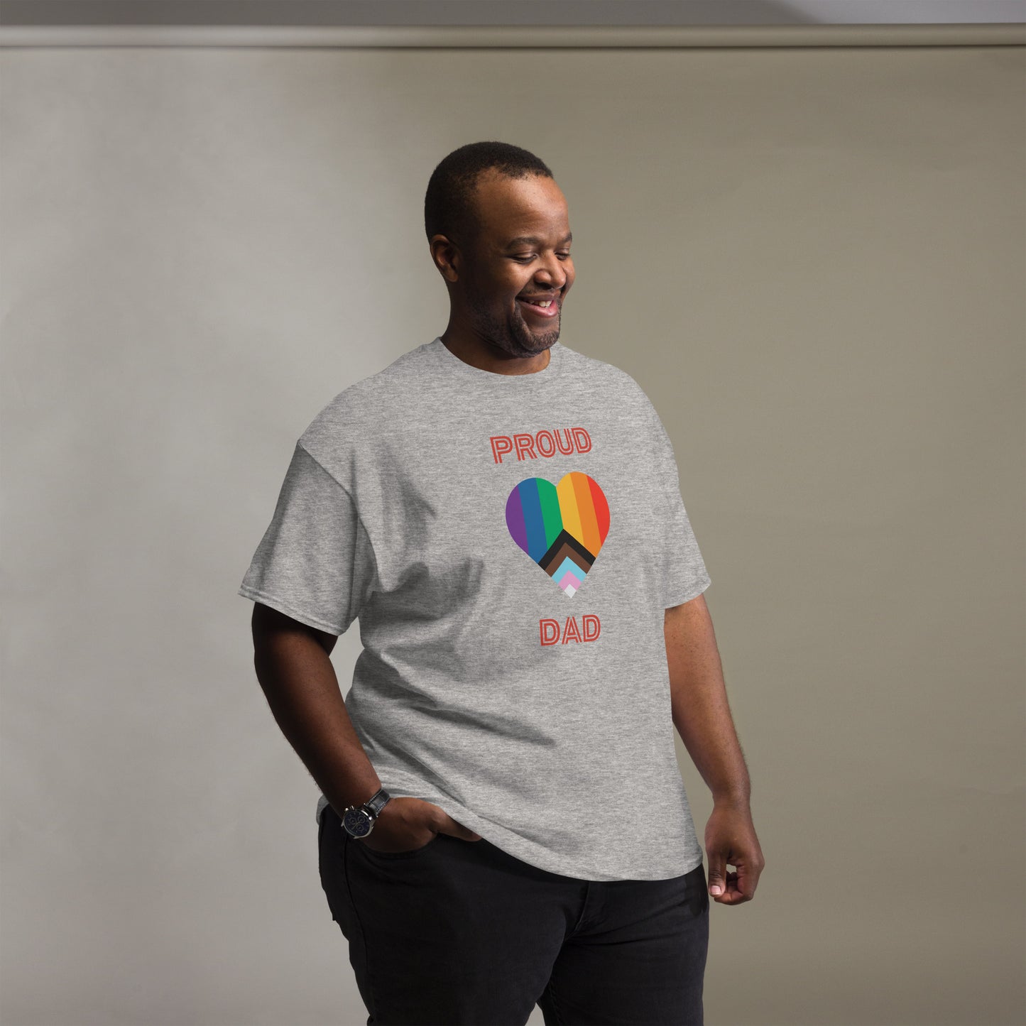 Proud Dad Pride Flag Heart Unisex Classic Tee