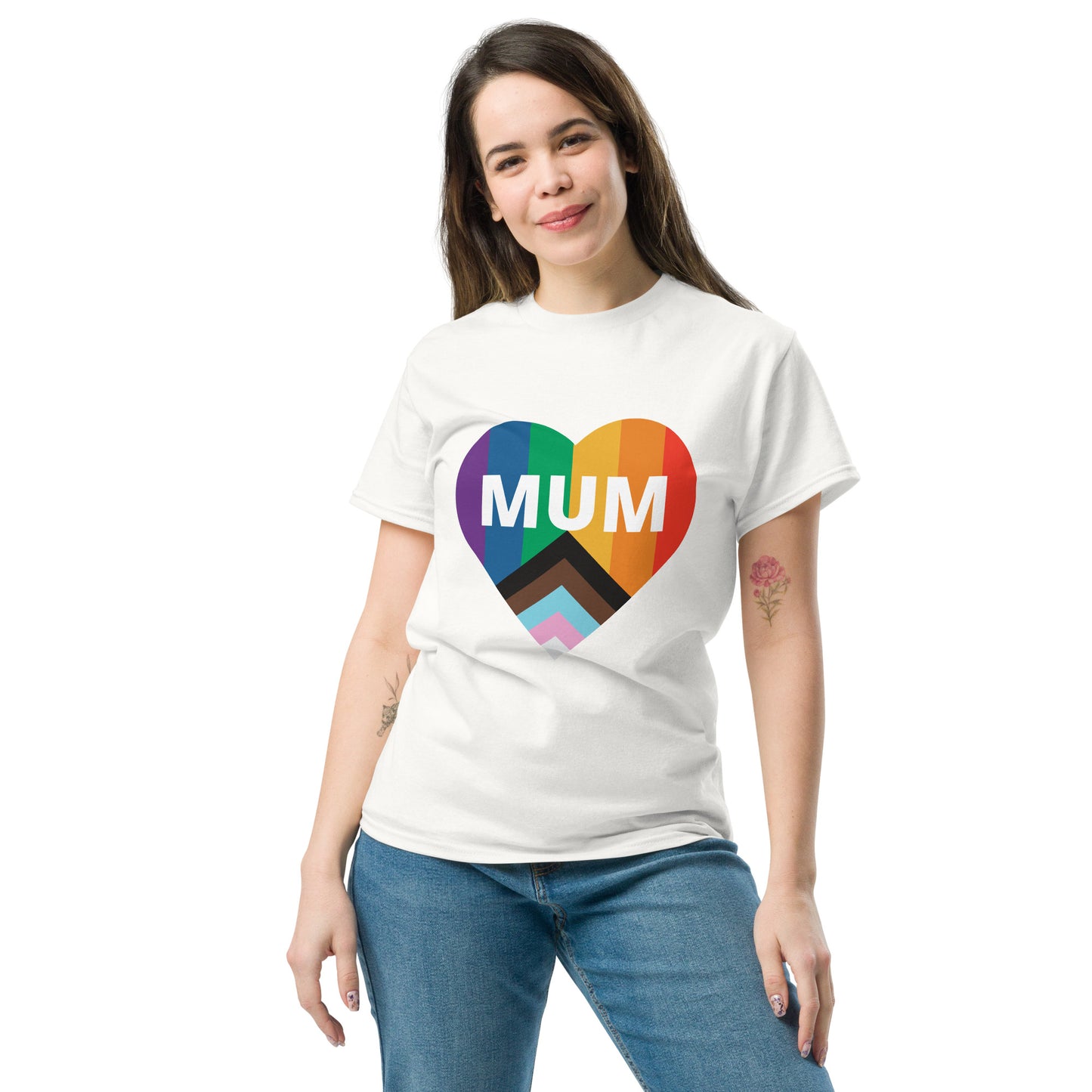 Mum Pride Flag Heart Unisex classic tee