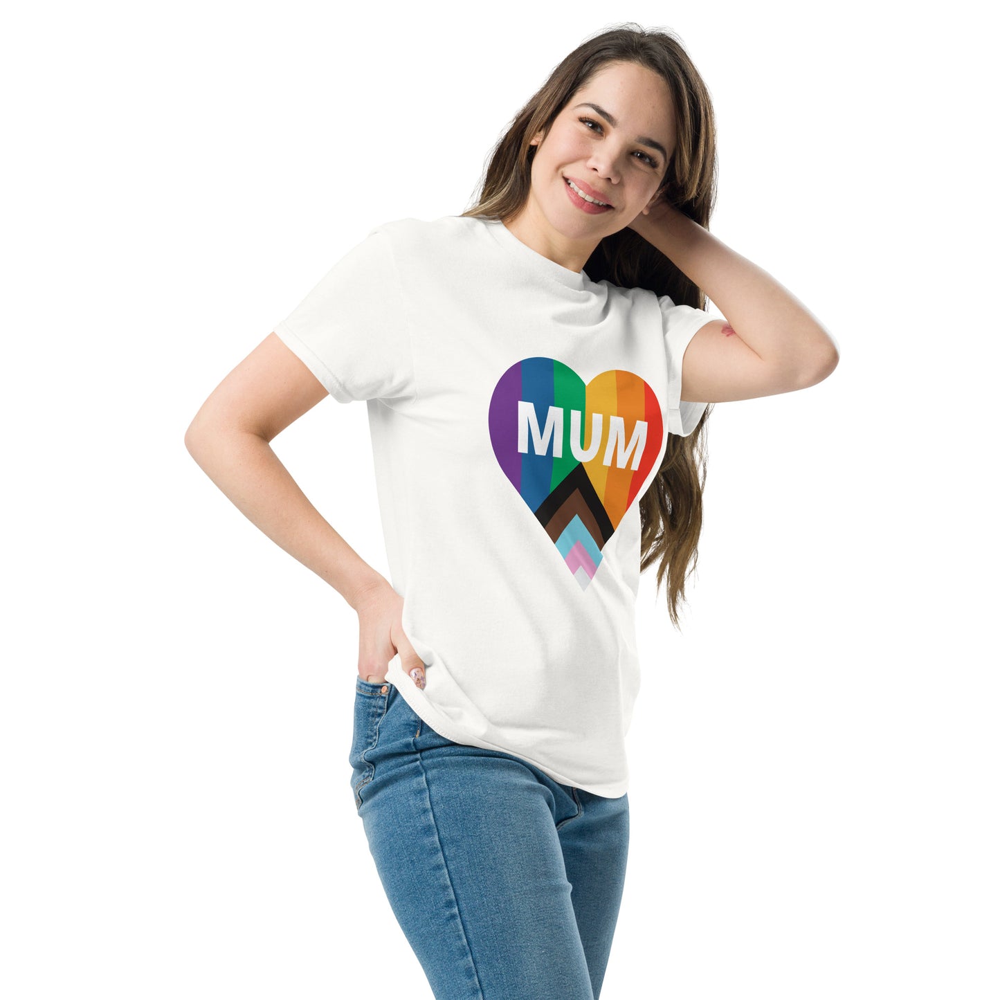 Mum Pride Flag Heart Unisex classic tee