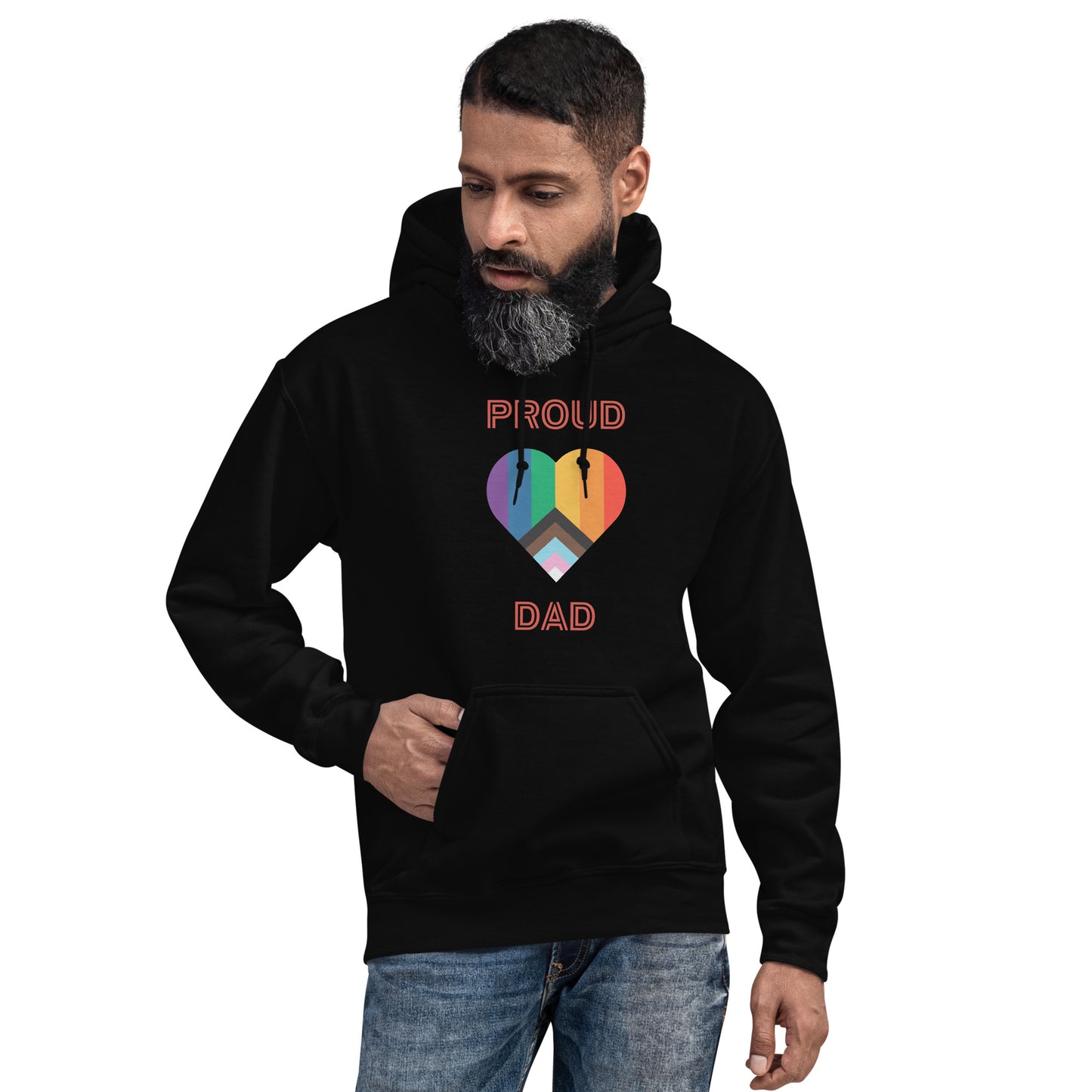 Proud Dad Pride Flag Heart Unisex Hoodie