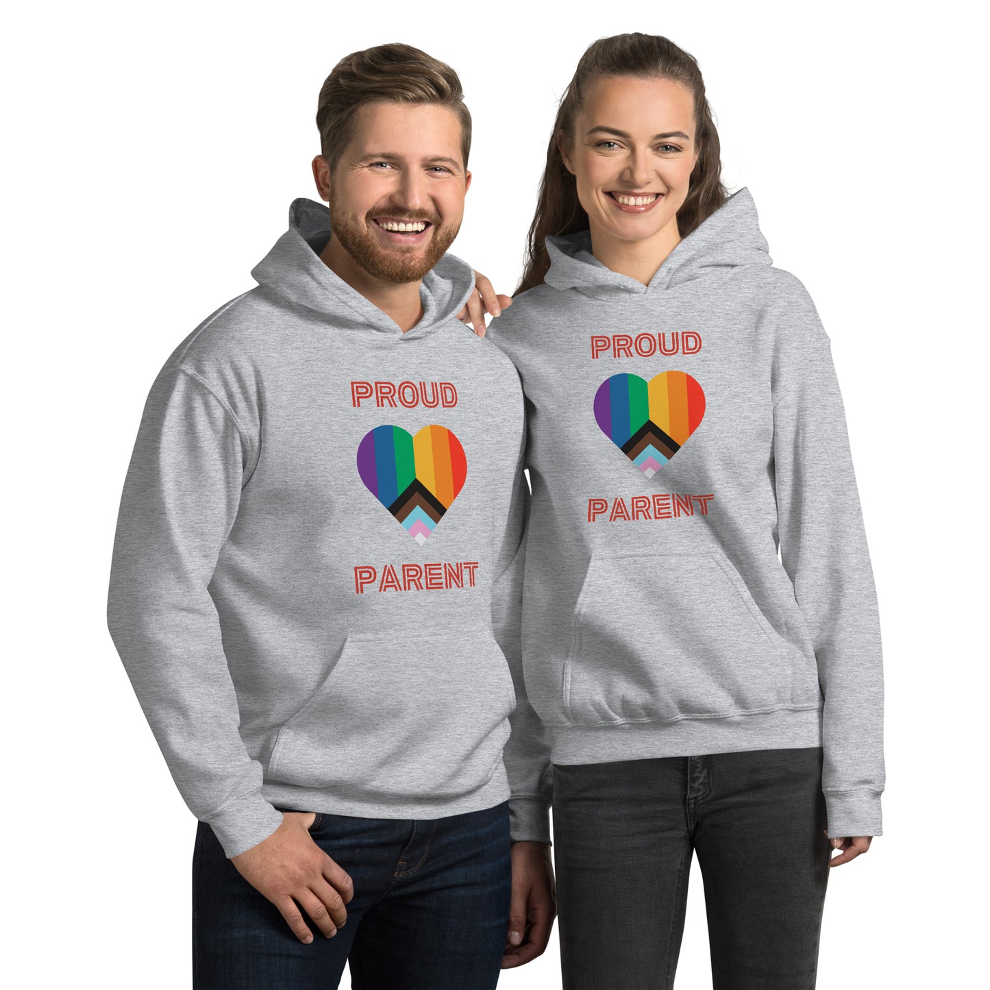 Proud Parent Pride Flag Heart Unisex Hoodie