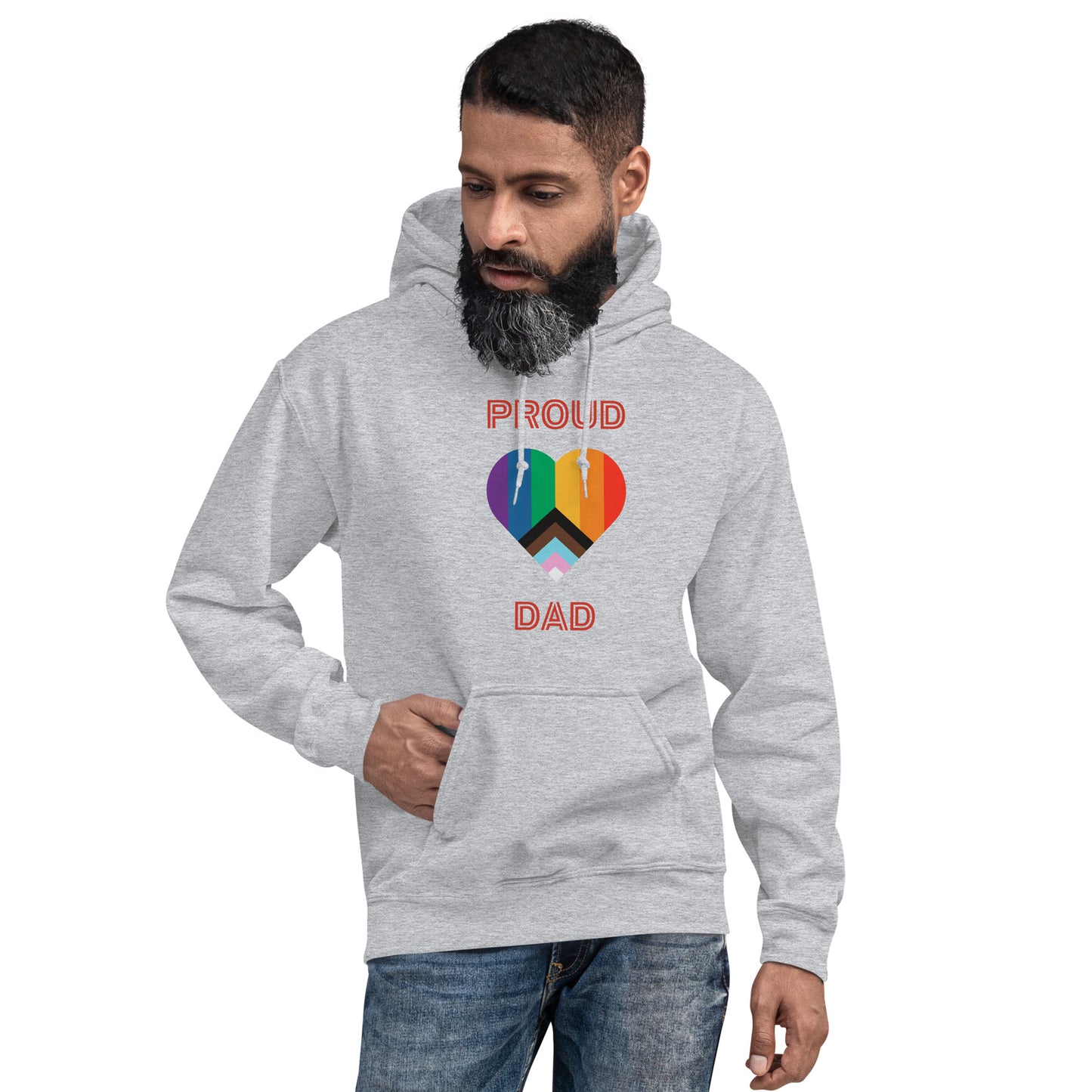 Proud Dad Pride Flag Heart Unisex Hoodie