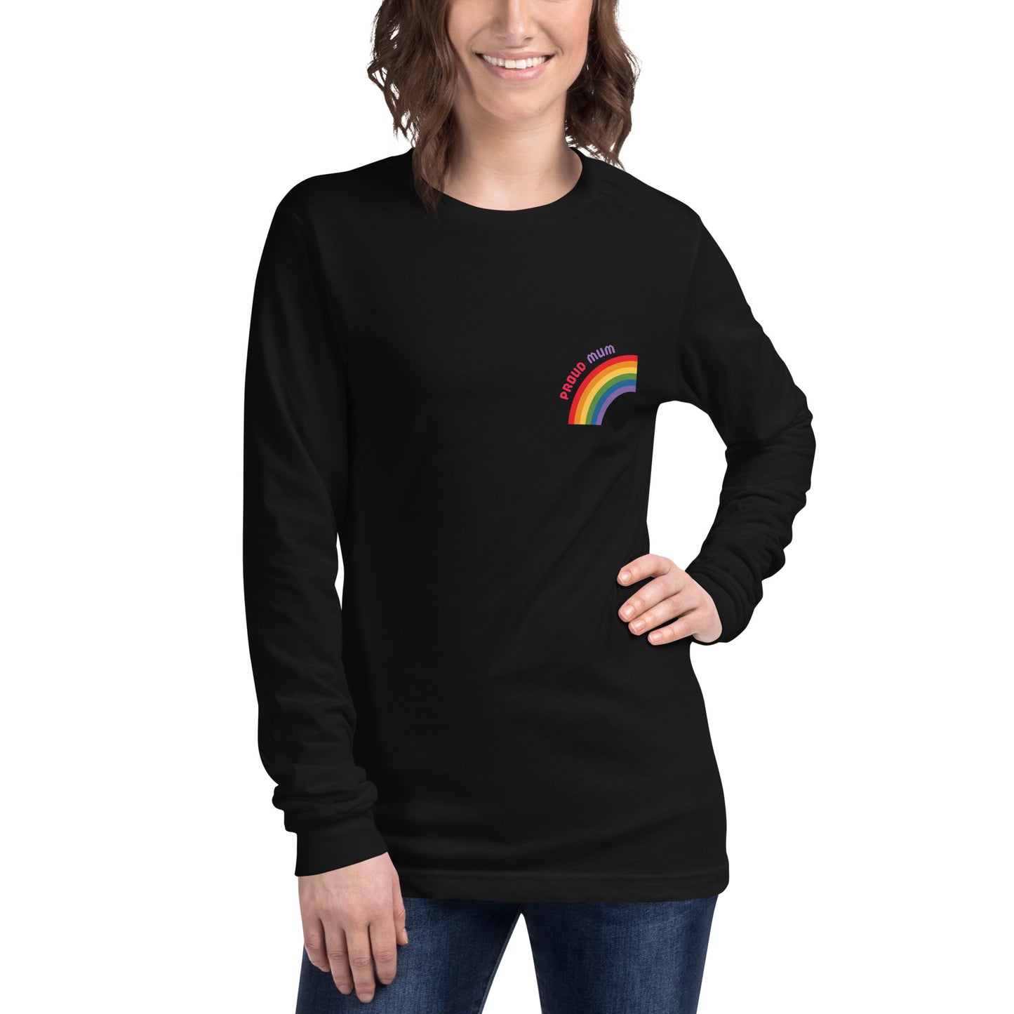 Proud Mum Small Logo Unisex Long Sleeve Tee