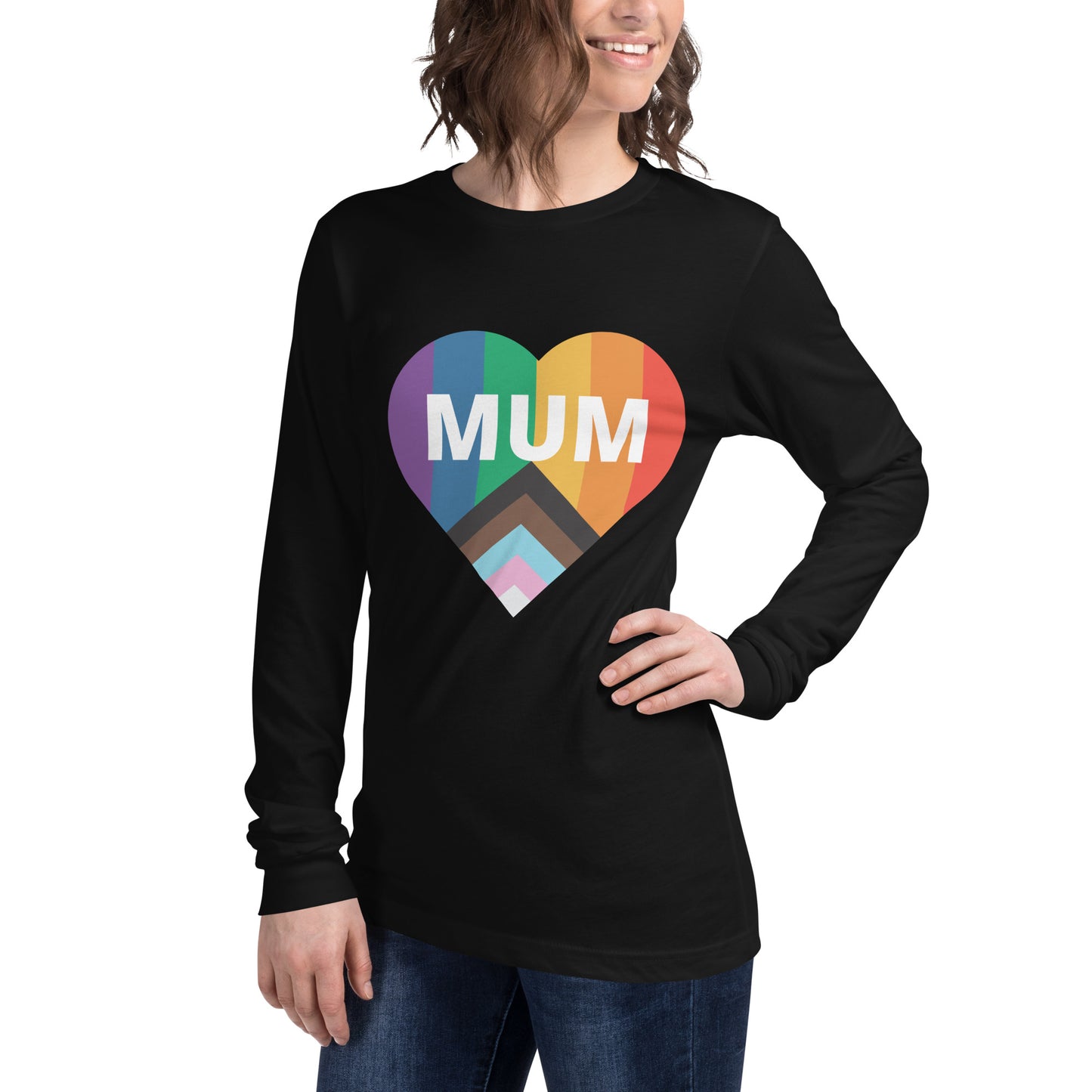 Mum Pride Flag Heart Unisex Long Sleeve Tee