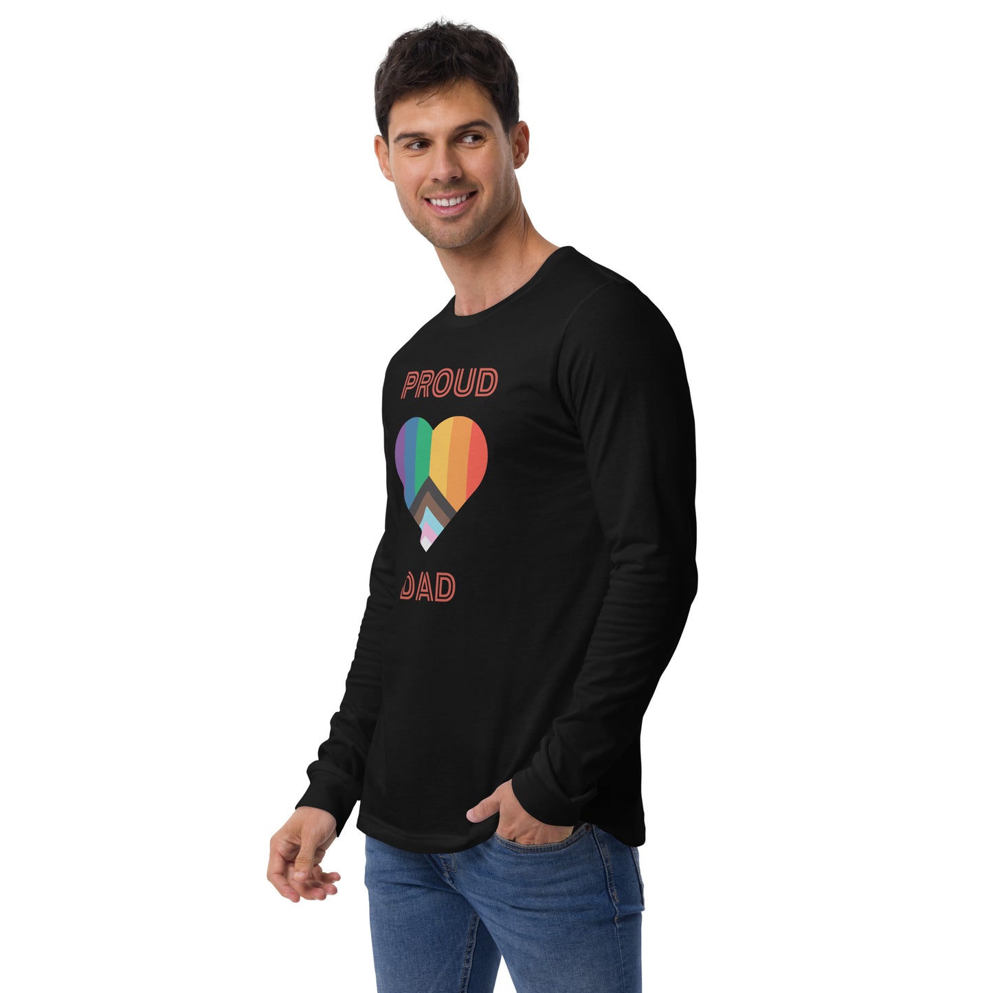 Proud Dad Pride Flag Heart Unisex Long Sleeve Tee