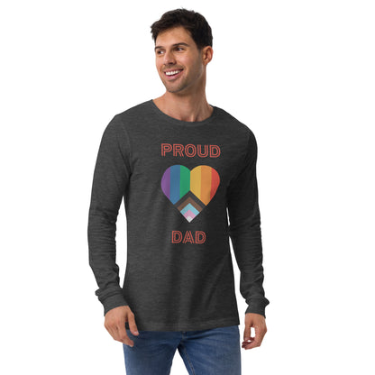 Proud Dad Pride Flag Heart Unisex Long Sleeve Tee