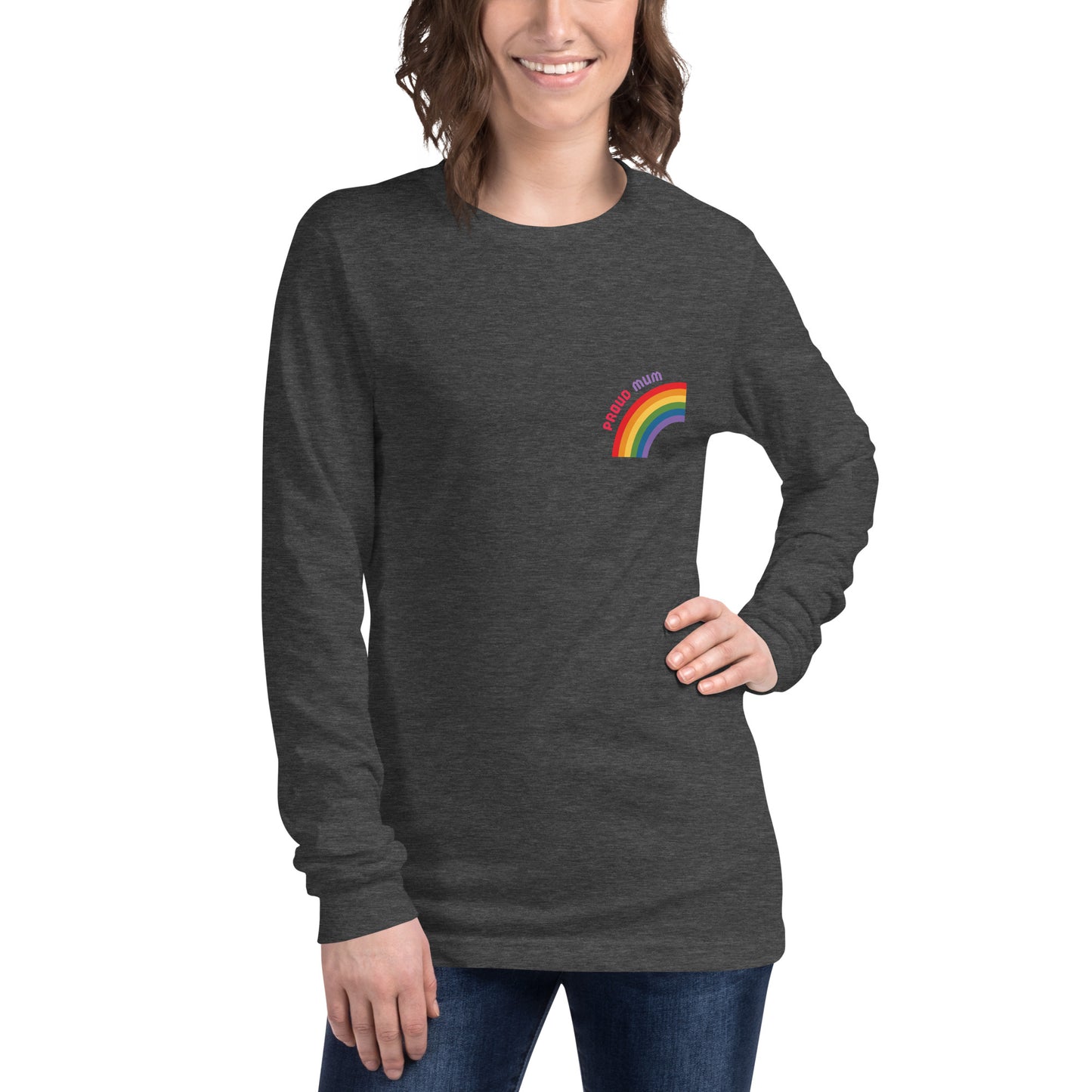 Proud Mum Small Logo Unisex Long Sleeve Tee