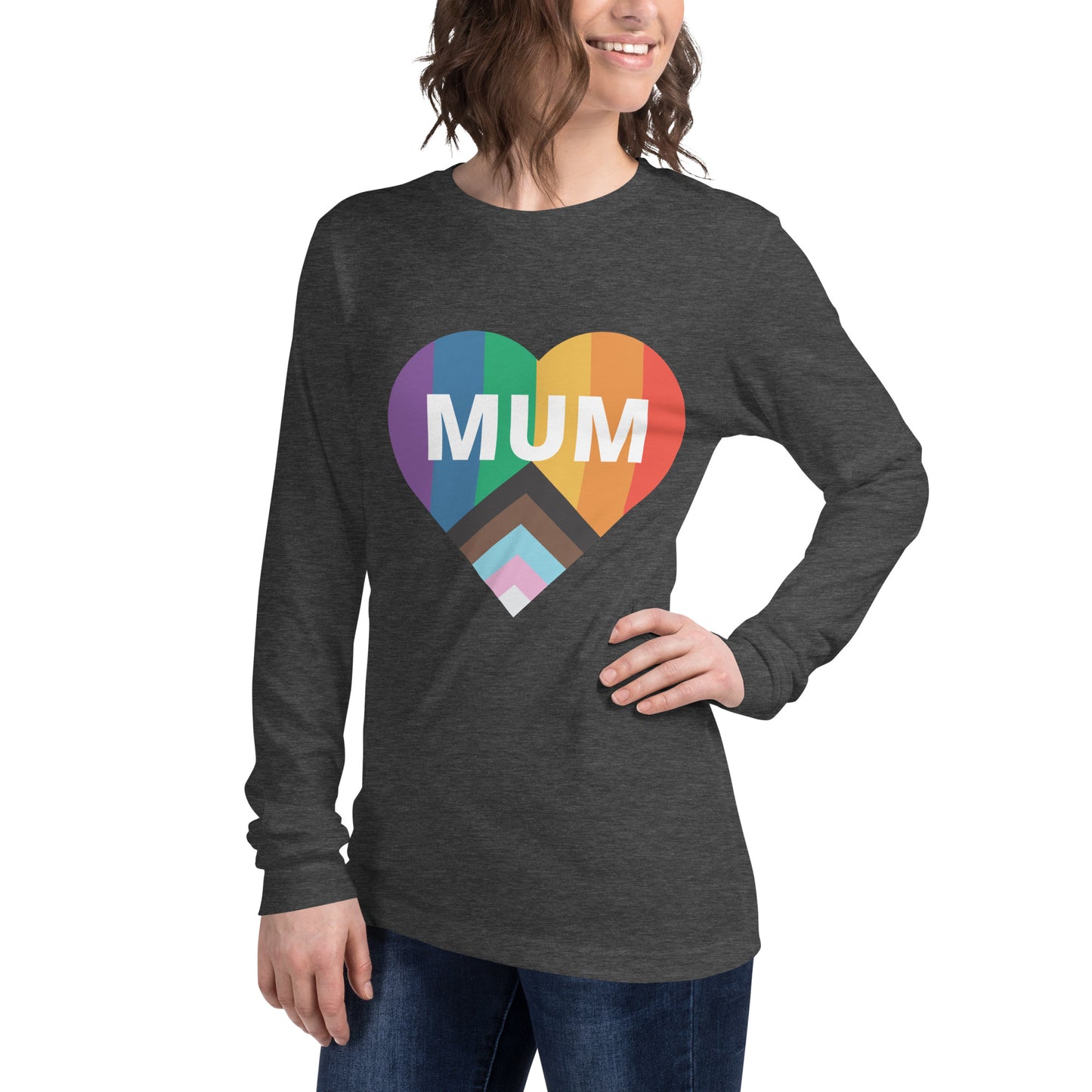 Mum Pride Flag Heart Unisex Long Sleeve Tee