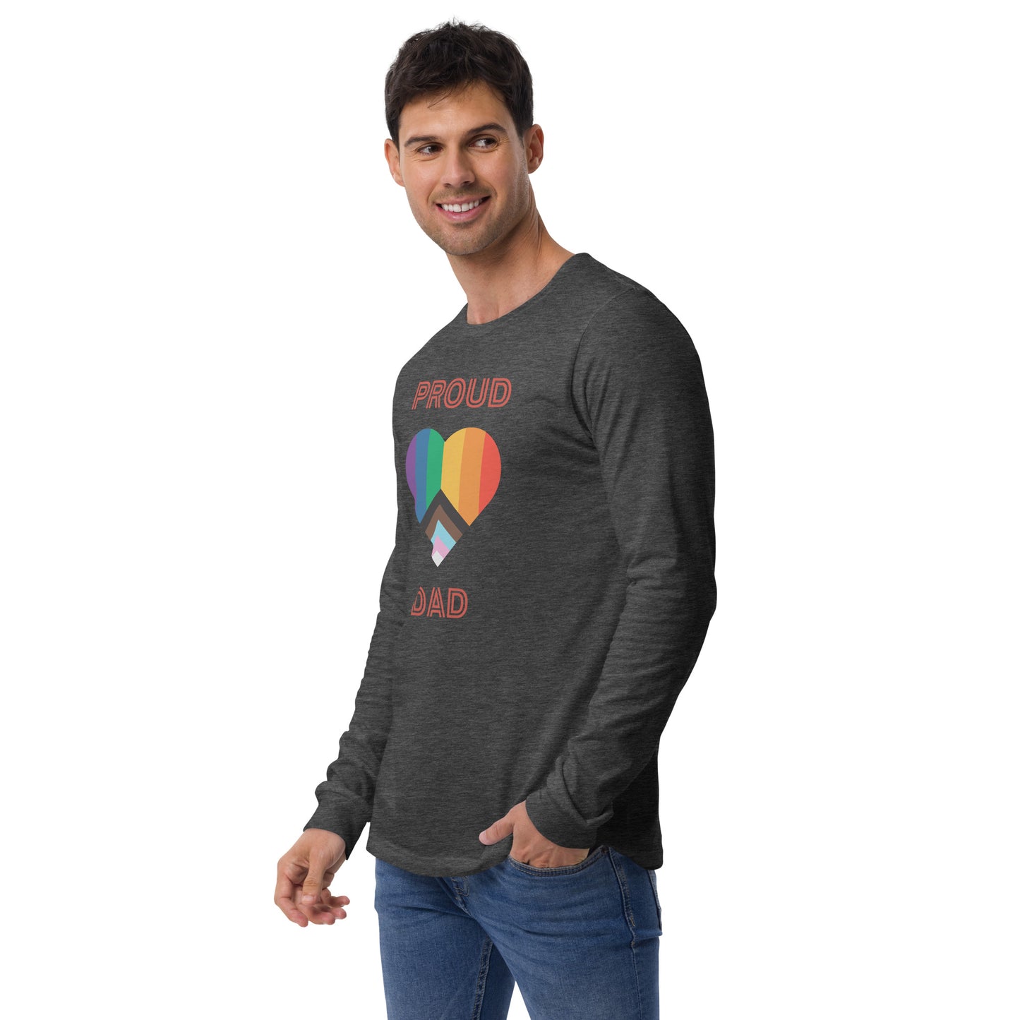 Proud Dad Pride Flag Heart Unisex Long Sleeve Tee