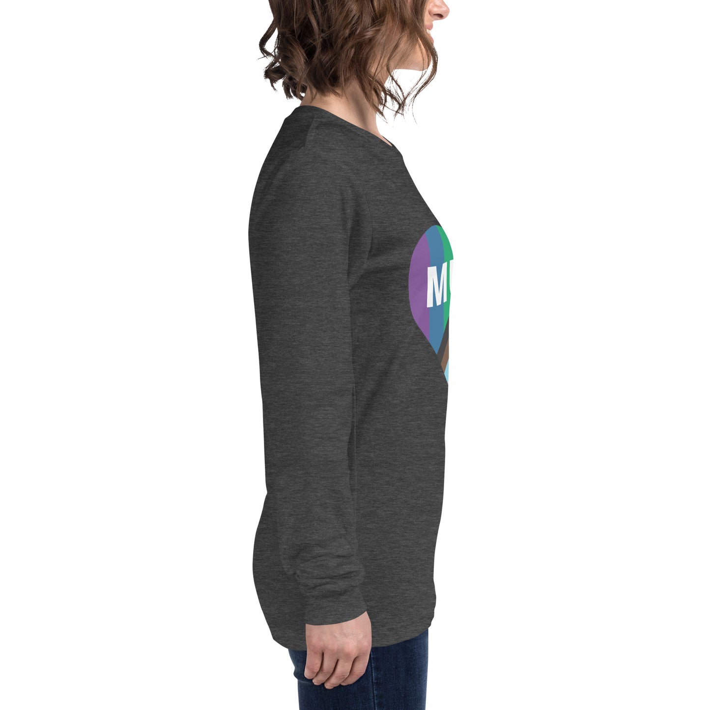 Mum Pride Flag Heart Unisex Long Sleeve Tee