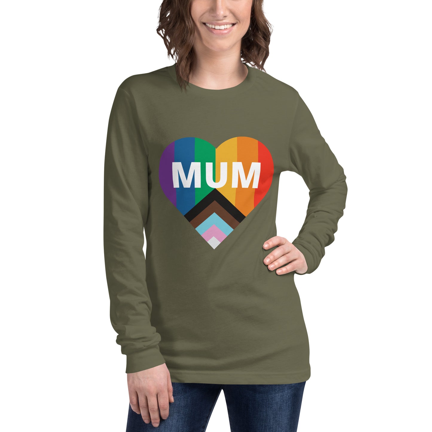 Mum Pride Flag Heart Unisex Long Sleeve Tee