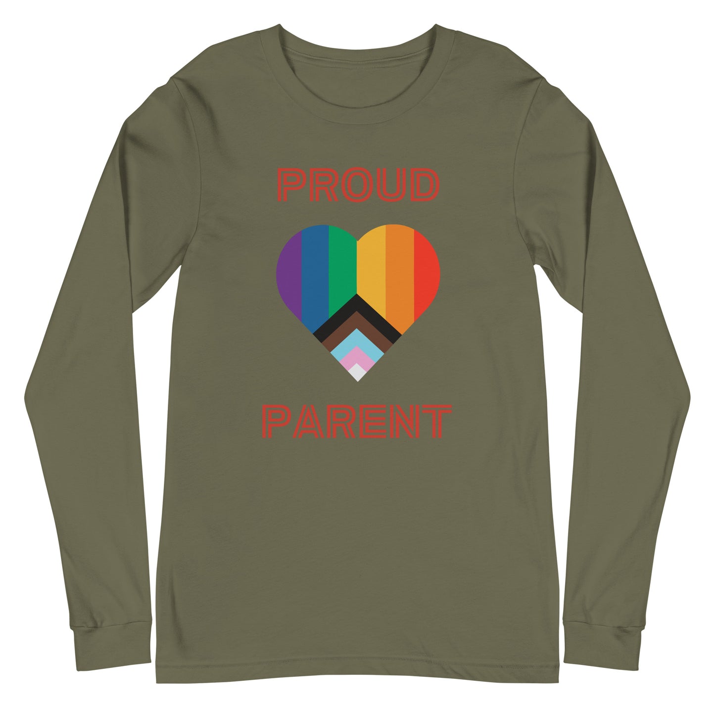 Proud Parent Pride Flag Heart Unisex Long Sleeve Tee