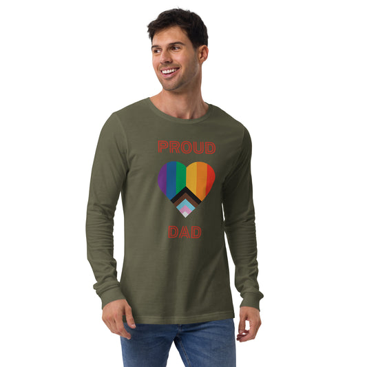 Proud Dad Pride Flag Heart Unisex Long Sleeve Tee