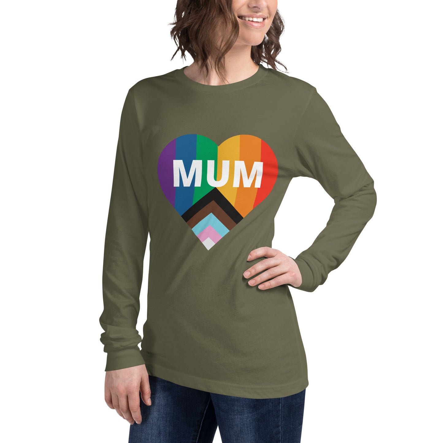 Mum Pride Flag Heart Unisex Long Sleeve Tee