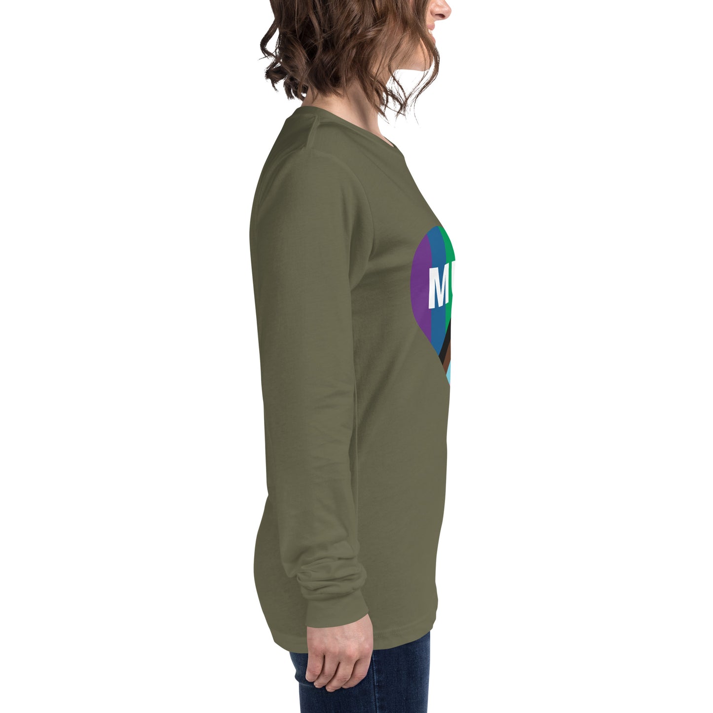 Mum Pride Flag Heart Unisex Long Sleeve Tee