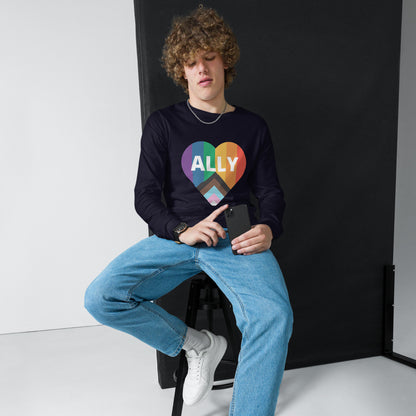 Ally Pride Flag Heart Unisex Long Sleeve Tee