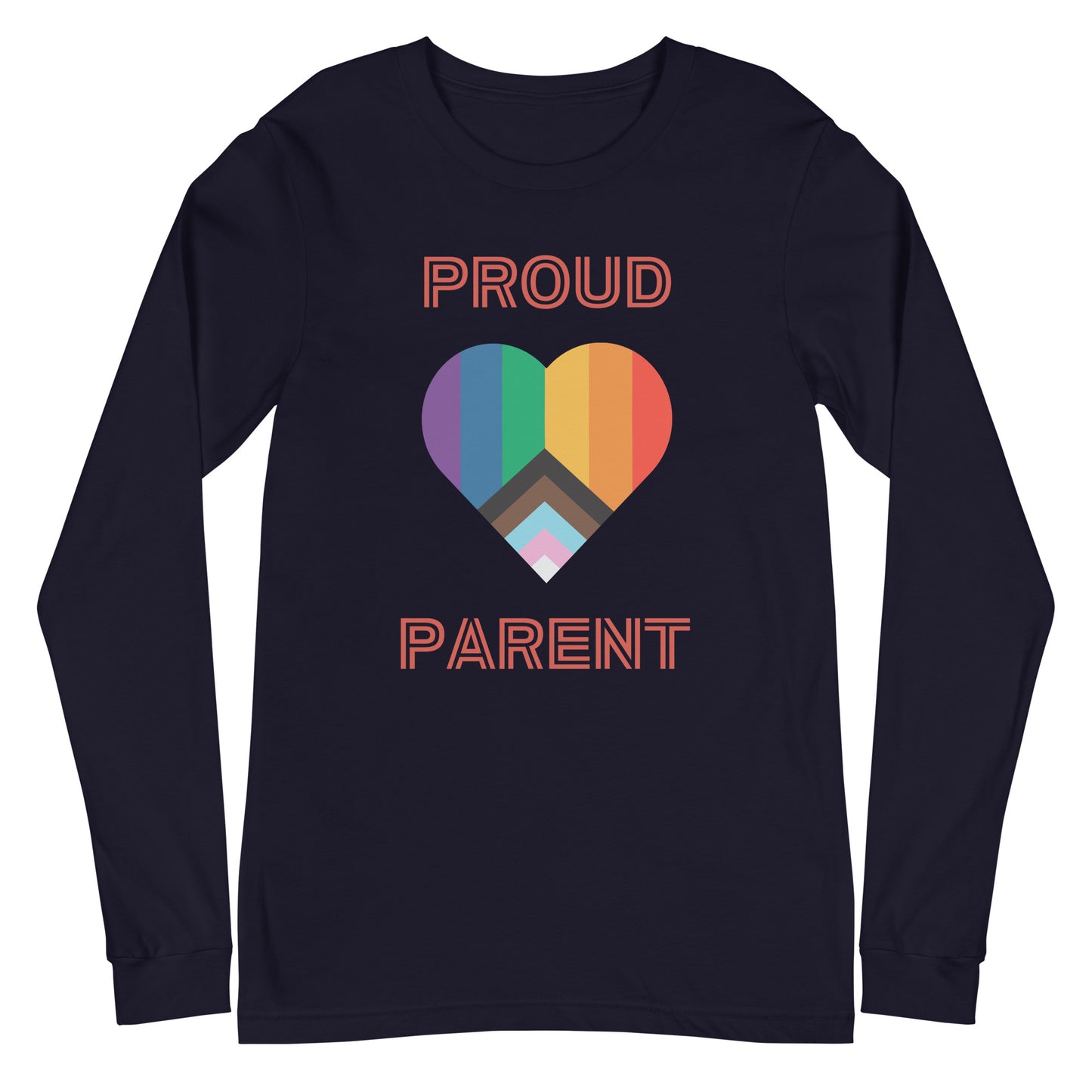 Proud Parent Pride Flag Heart Unisex Long Sleeve Tee