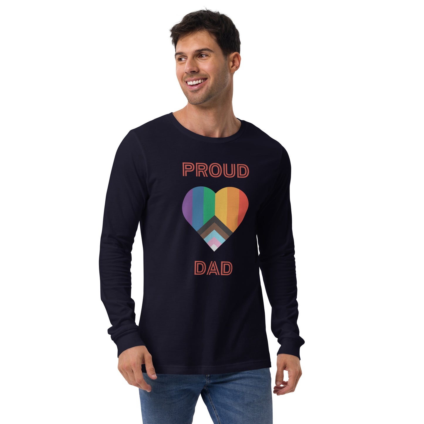 Proud Dad Pride Flag Heart Unisex Long Sleeve Tee