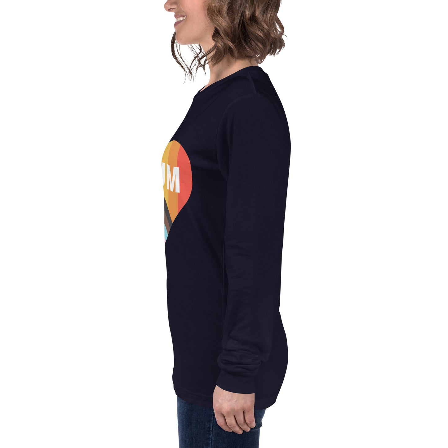 Mum Pride Flag Heart Unisex Long Sleeve Tee