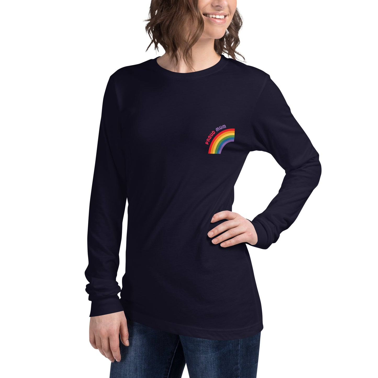 Proud Mum Small Logo Unisex Long Sleeve Tee