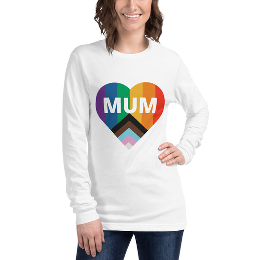 Mum Pride Flag Heart Unisex Long Sleeve Tee