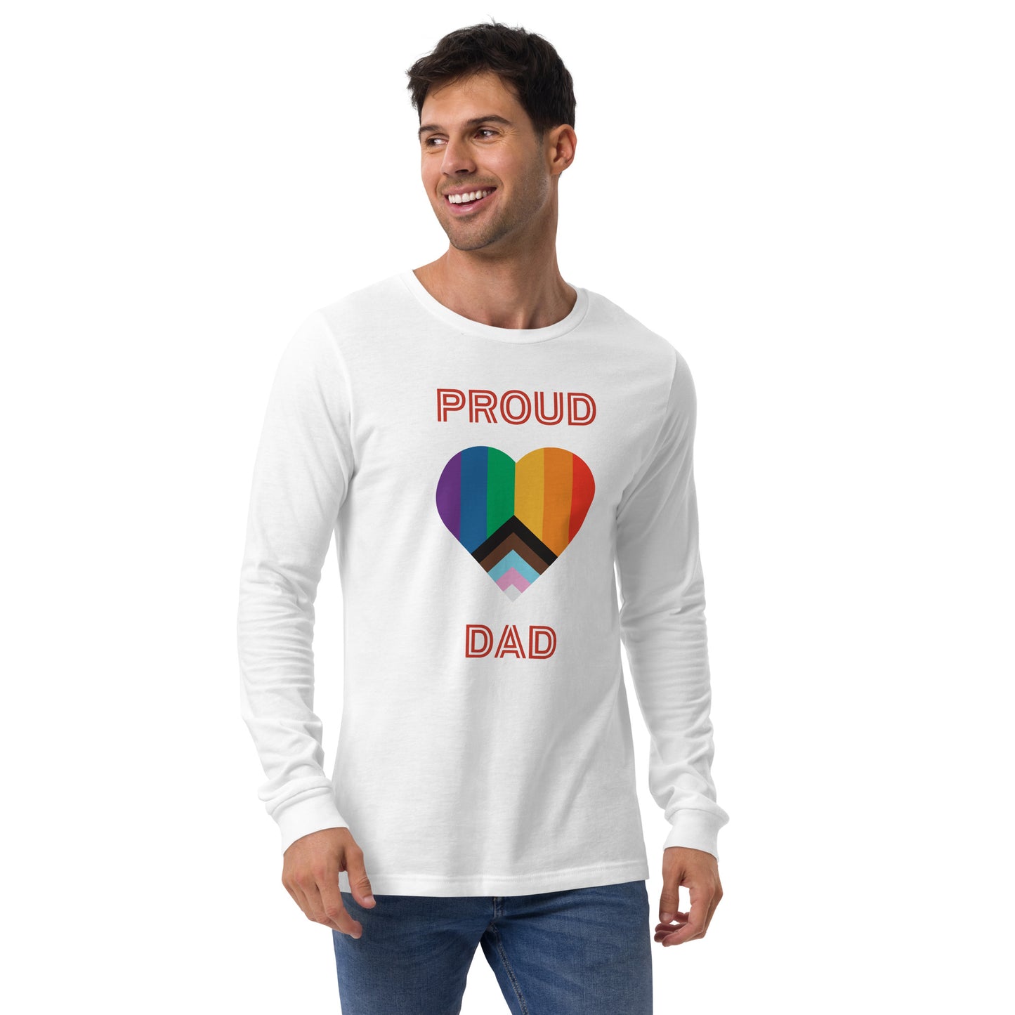 Proud Dad Pride Flag Heart Unisex Long Sleeve Tee