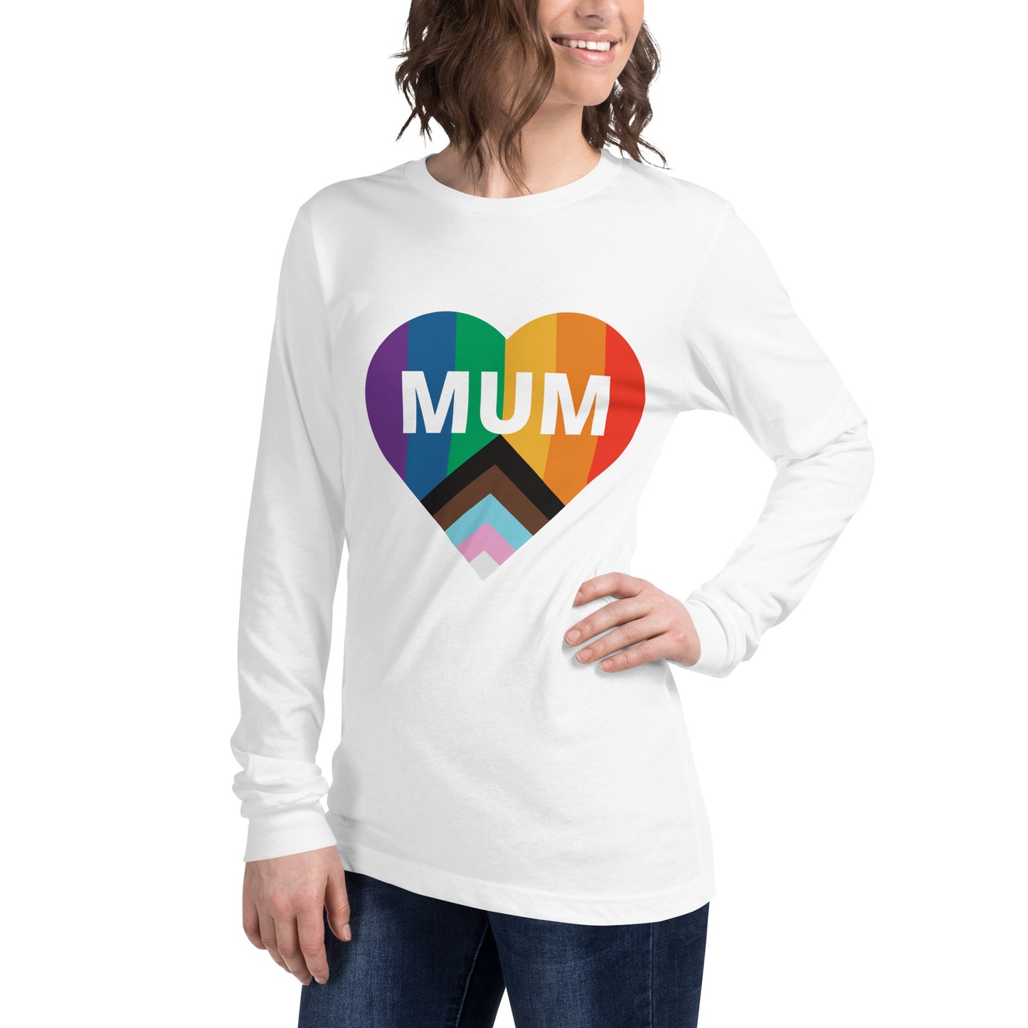 Mum Pride Flag Heart Unisex Long Sleeve Tee