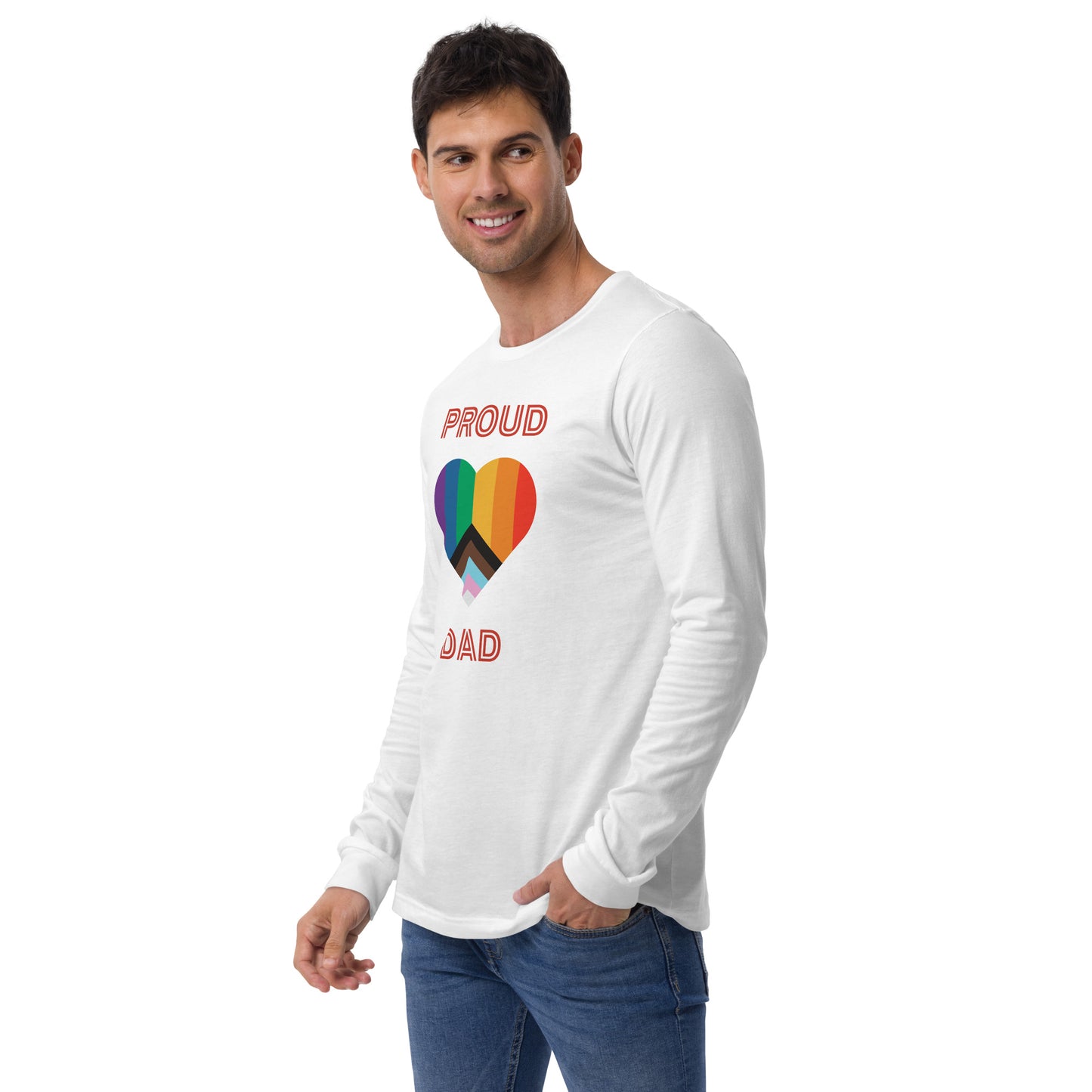 Proud Dad Pride Flag Heart Unisex Long Sleeve Tee