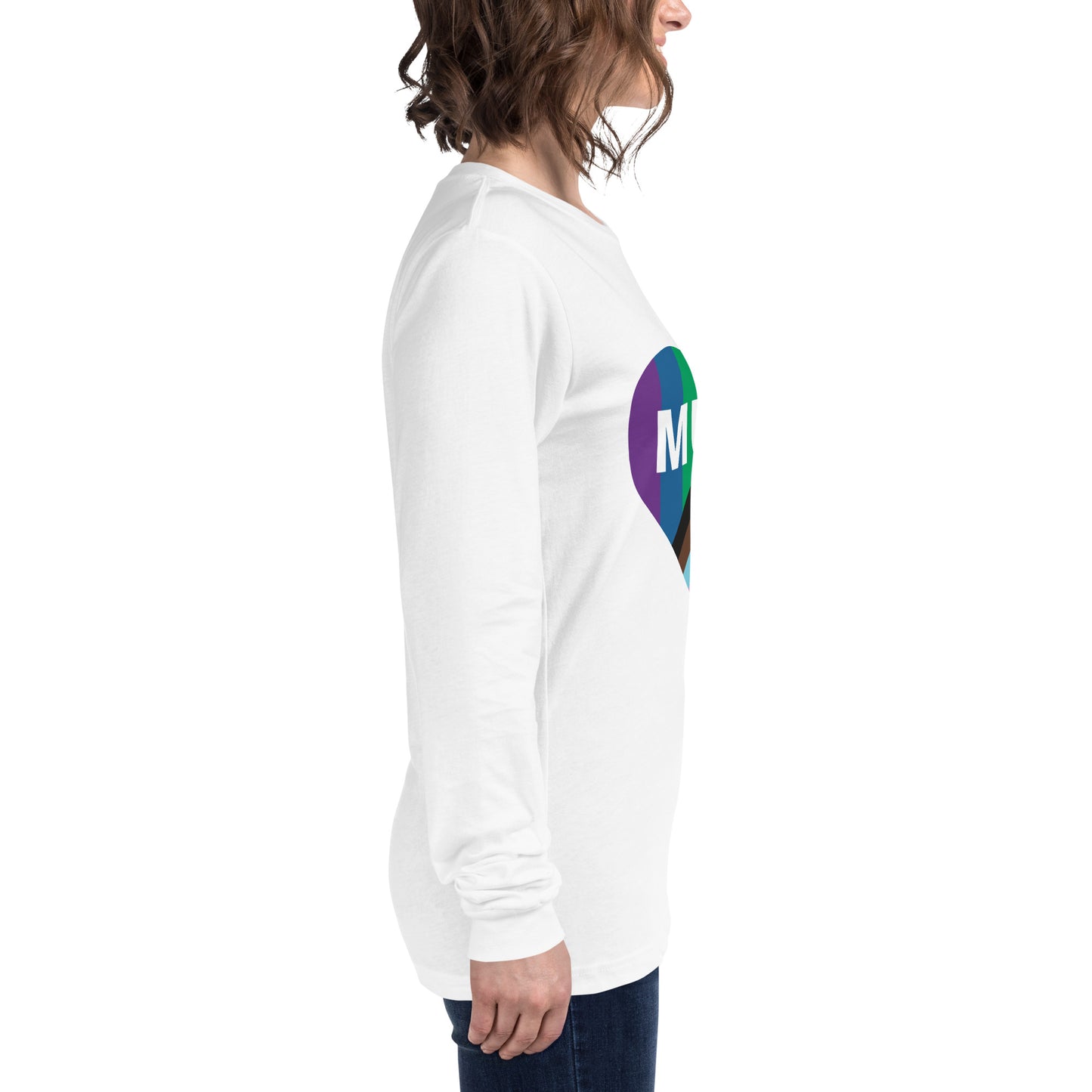 Mum Pride Flag Heart Unisex Long Sleeve Tee